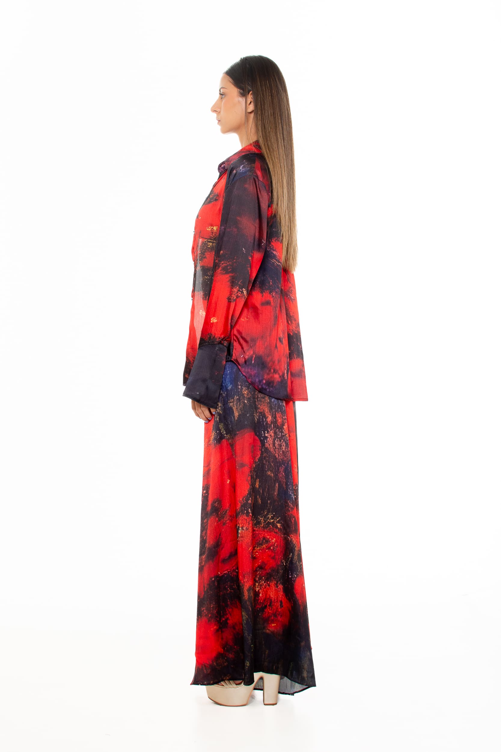 'Red Roses' Satin Shirt