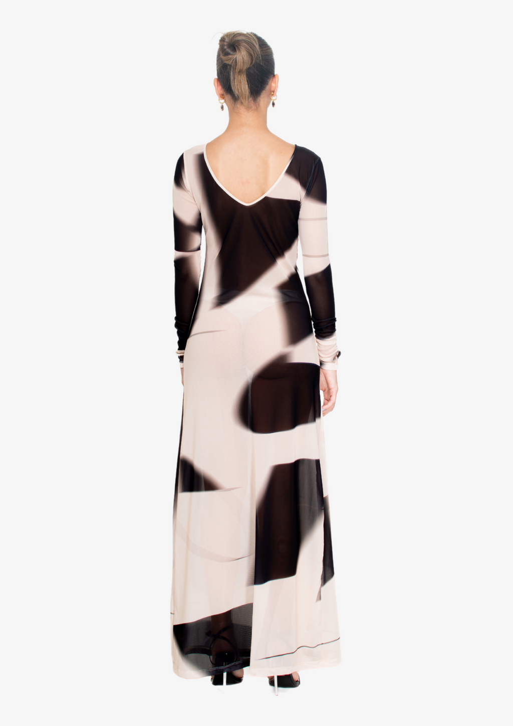 'Figuras' Reversible Mesh Maxi Dress  (B&W)