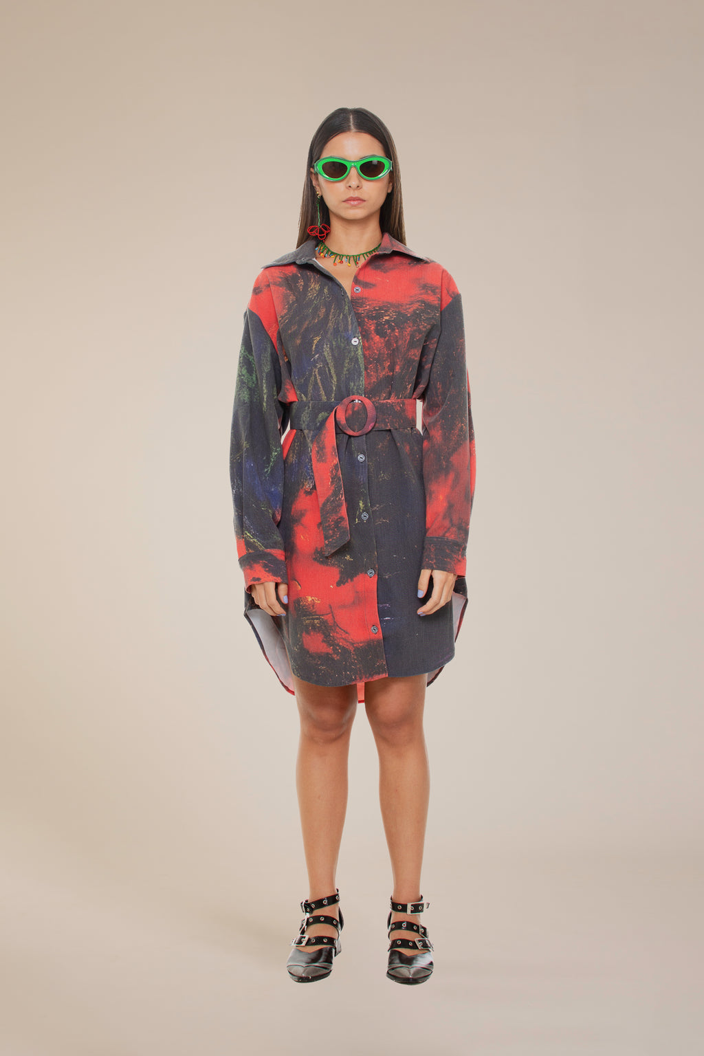 'Red Roses' Dress-Shirt And Belt