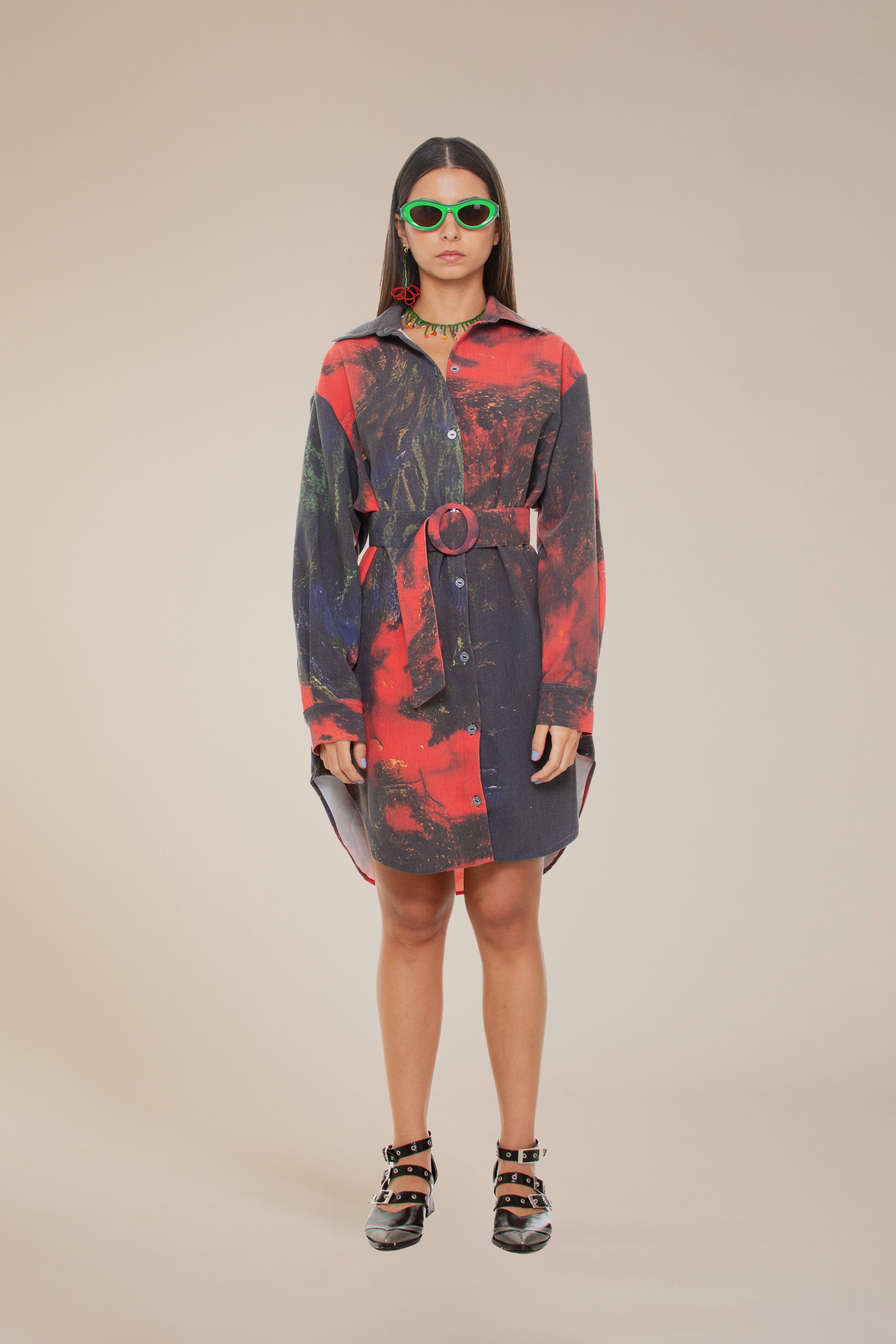 'Red Roses' Dress-Shirt And Belt