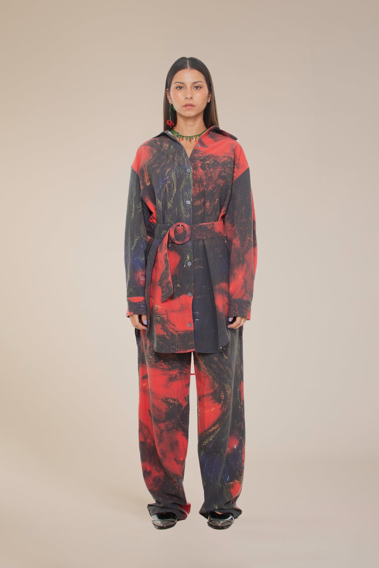 'Red Roses' Dress-Shirt And Belt