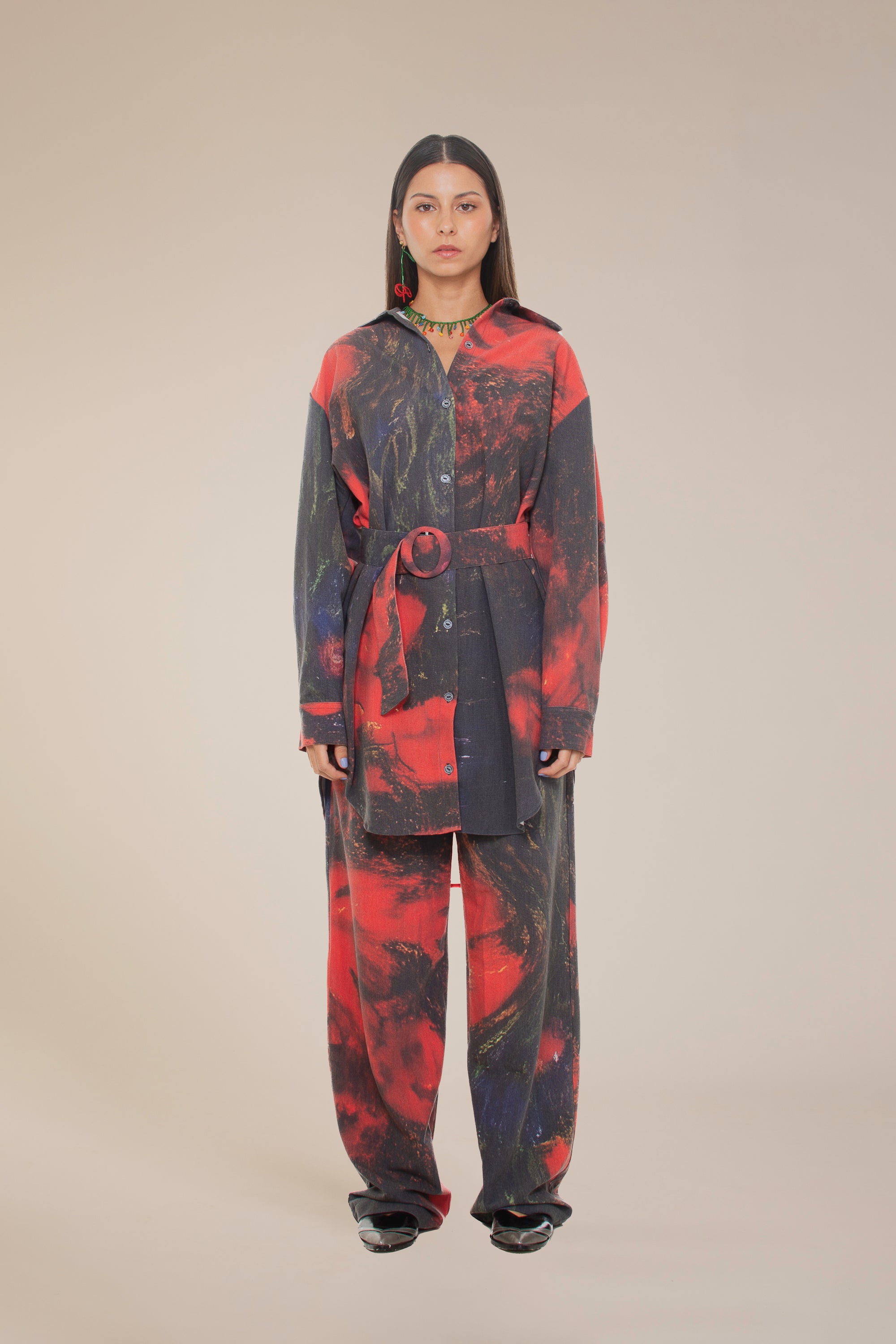 'Red Roses' Dress-Shirt And Belt