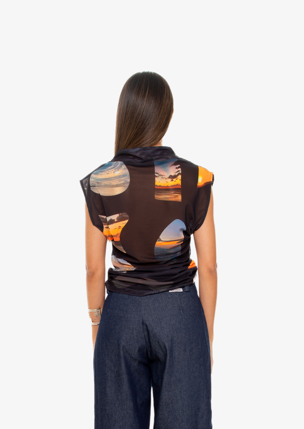 'Sunsets' Funnel Neck Top