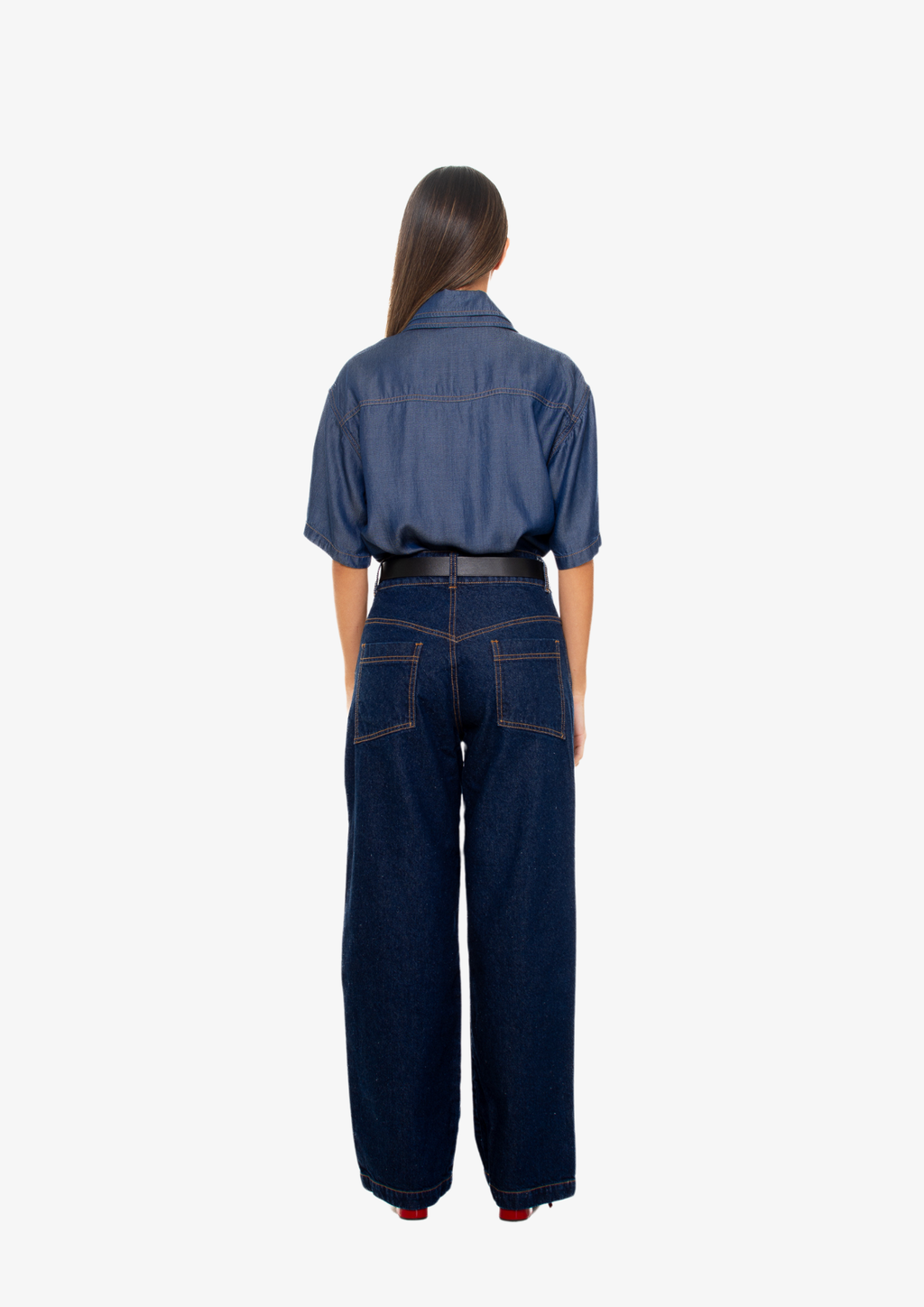 New Cargo Dark-Wash Denim Pants