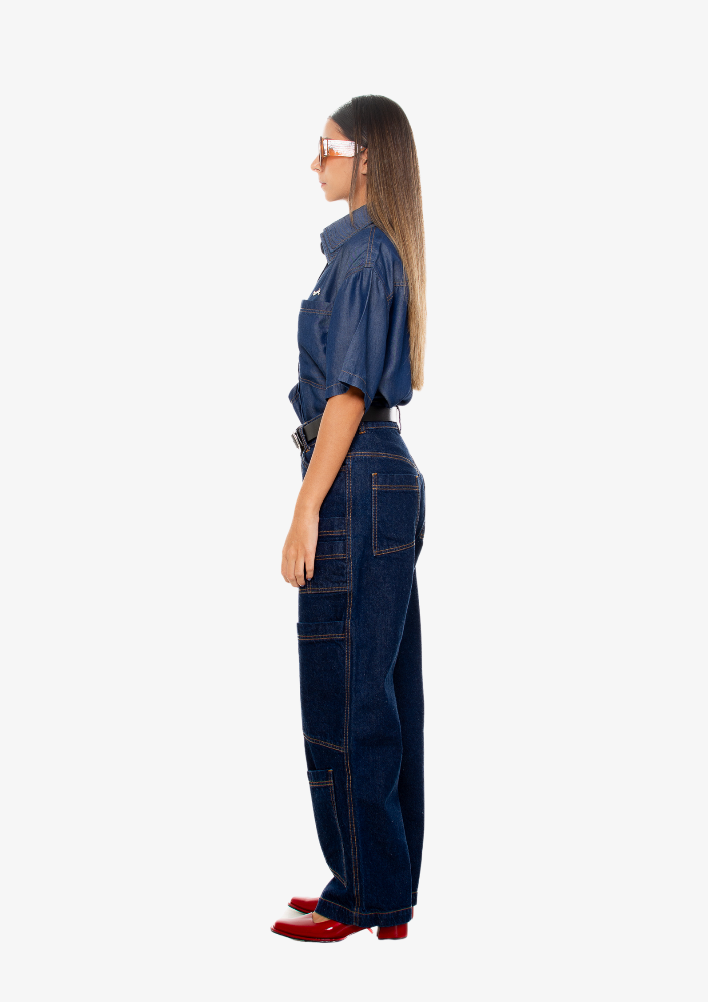 New Cargo Dark-Wash Denim Pants