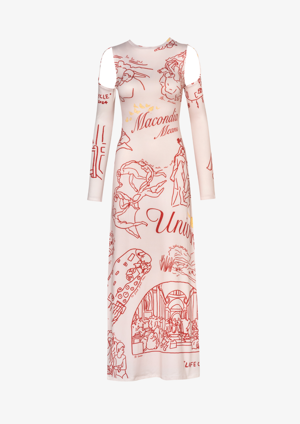 'Life Cycle' Peach Long Dress (Reversible)