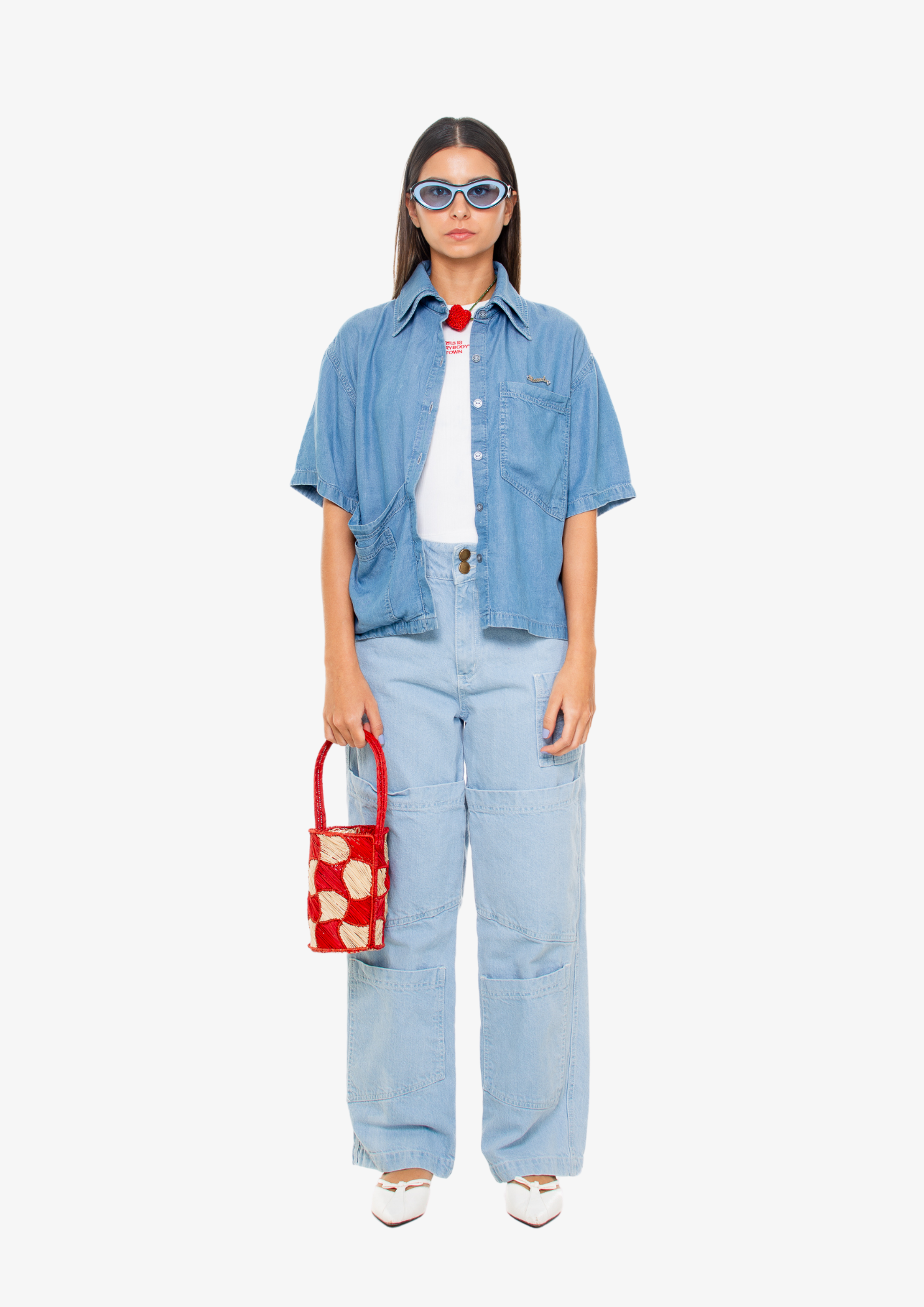 New Cargo Light-Wash Denim Pants