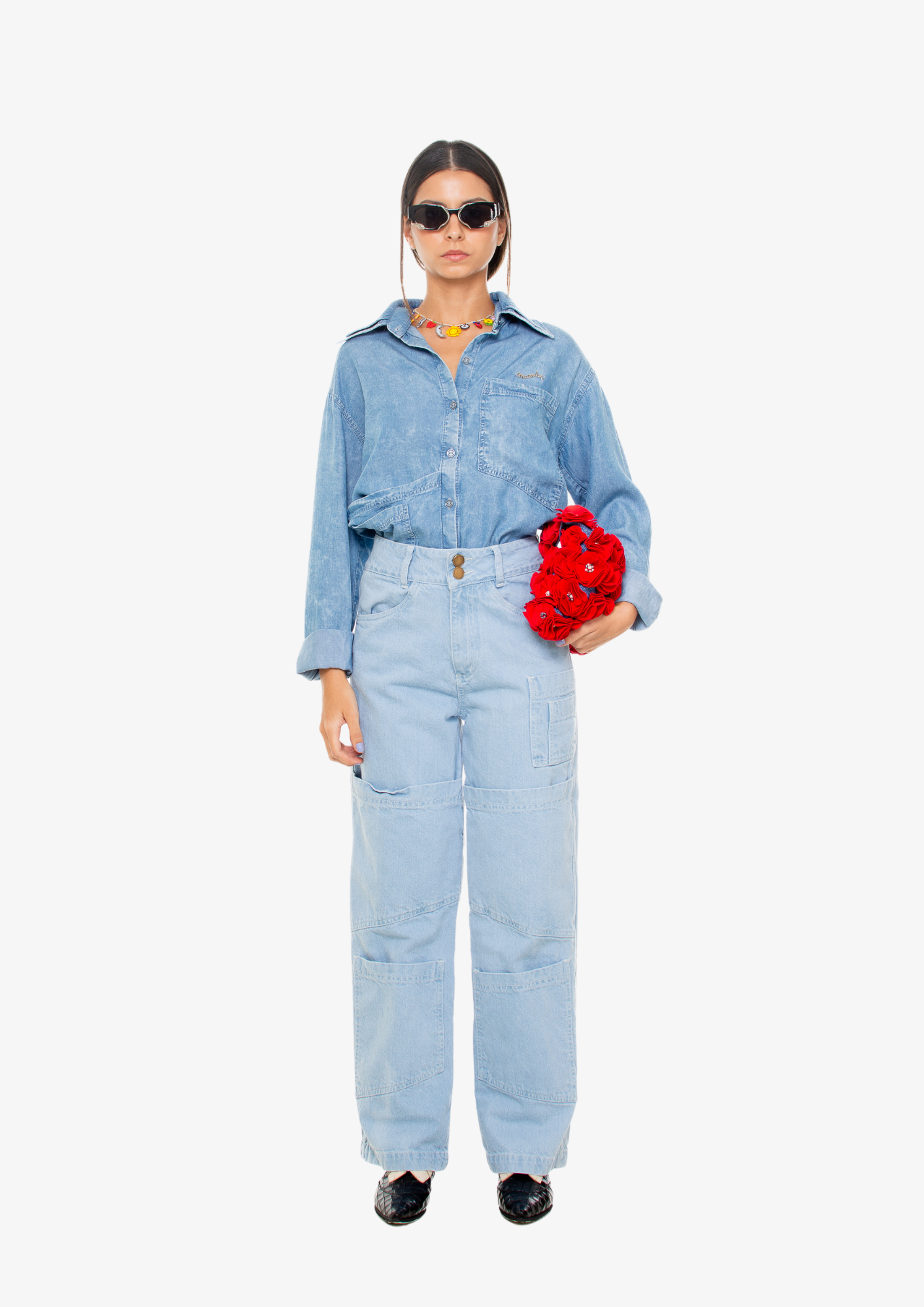 New Cargo Light-Wash Denim Pants