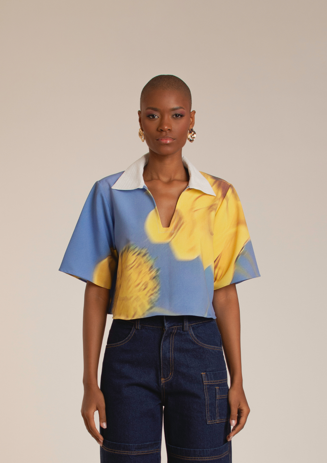 “Yellow Flowers ” V-Neck Shirt