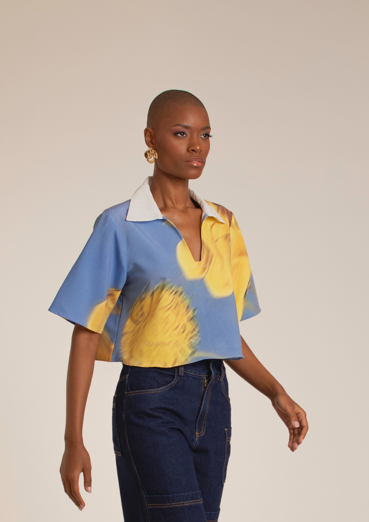 “Yellow Flowers ” V-Neck Shirt
