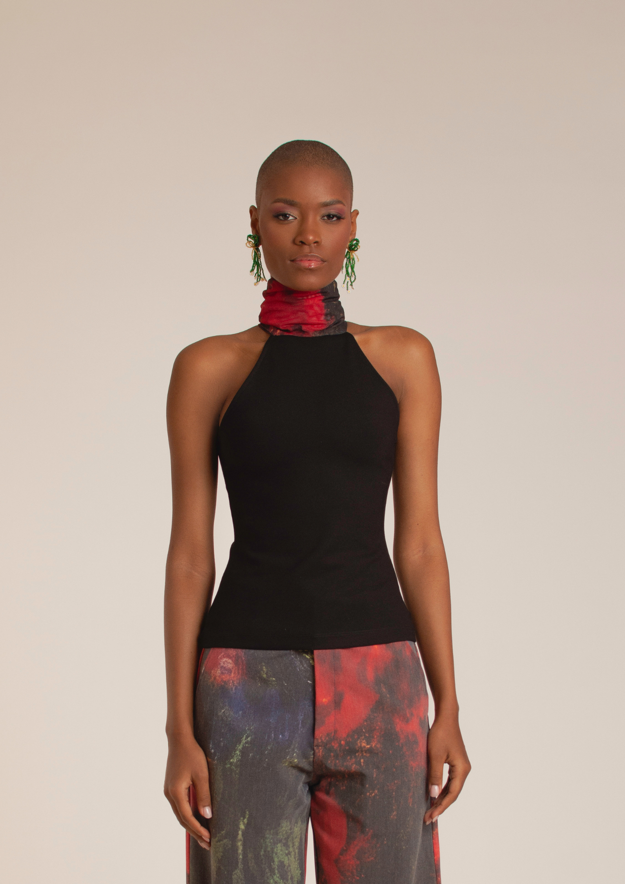 “Red Roses ” Black Turtleneck Top