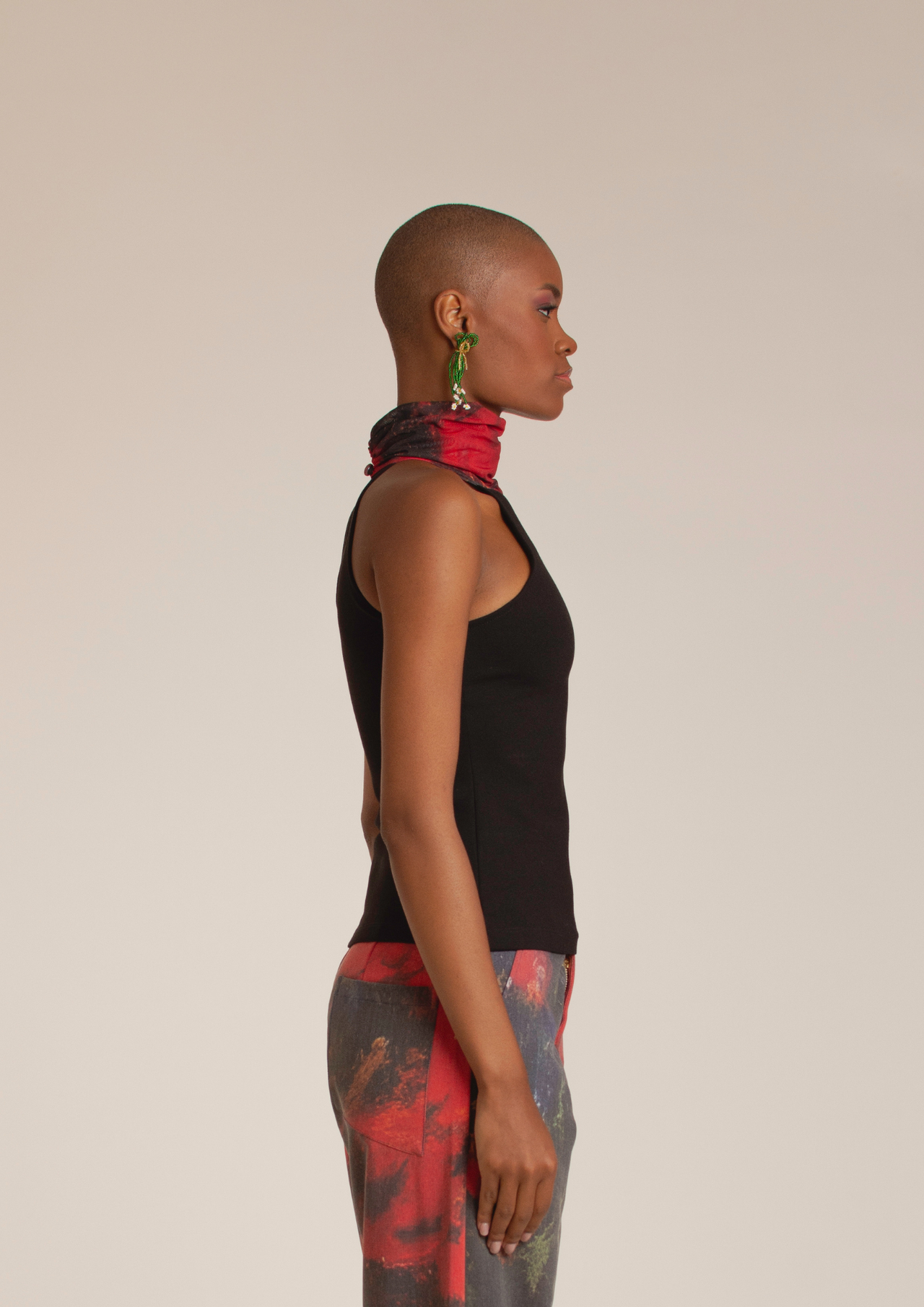 “Red Roses ” Black Turtleneck Top