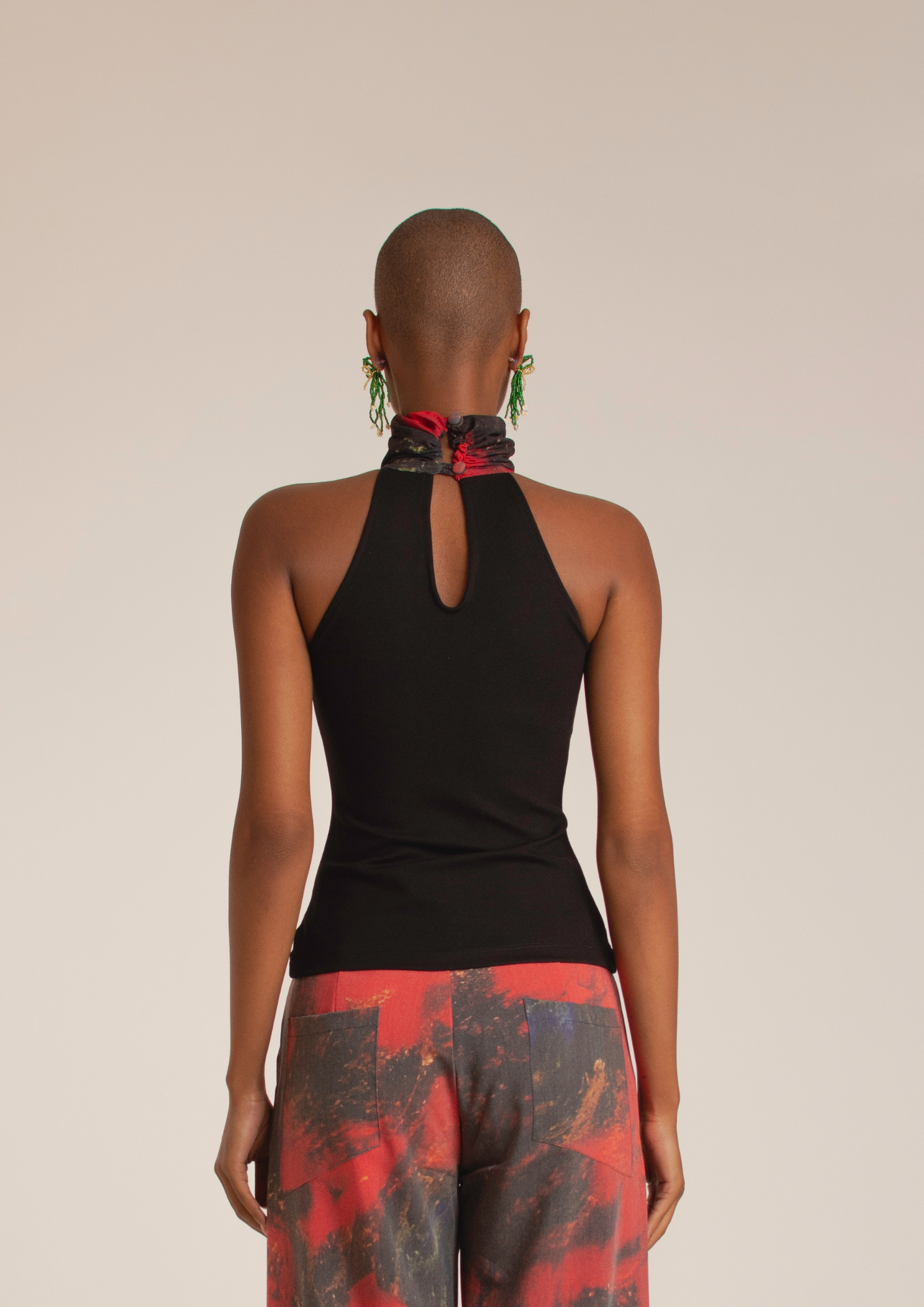 “Red Roses” Black Turtleneck Top
