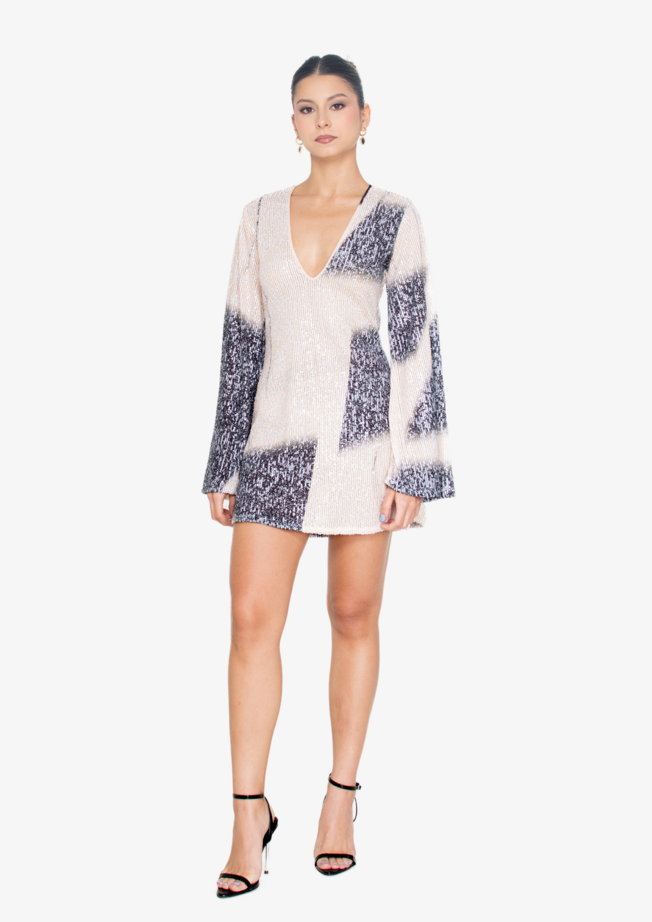 'Figuras' Sequins Mini Dress (B&W)