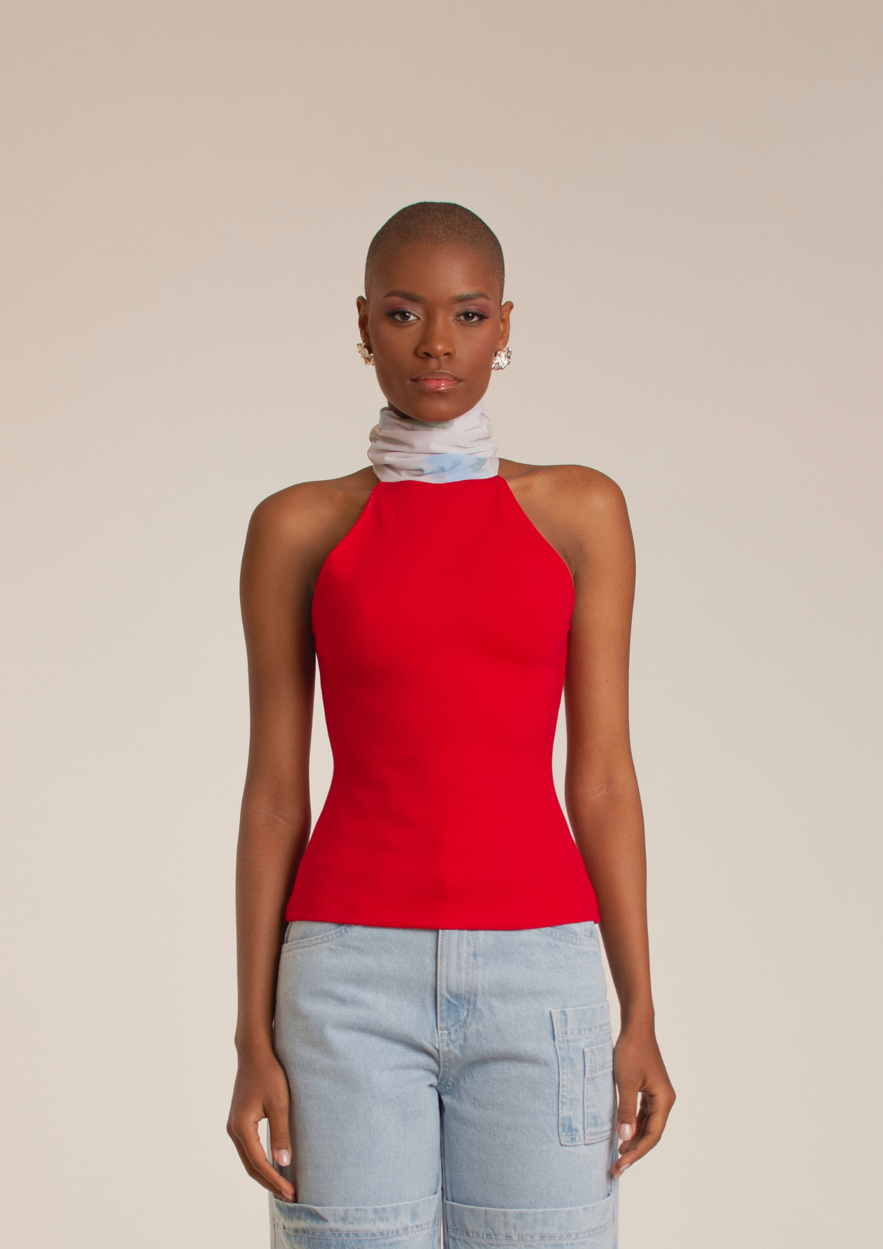 “NRNF” Red Turtleneck Top