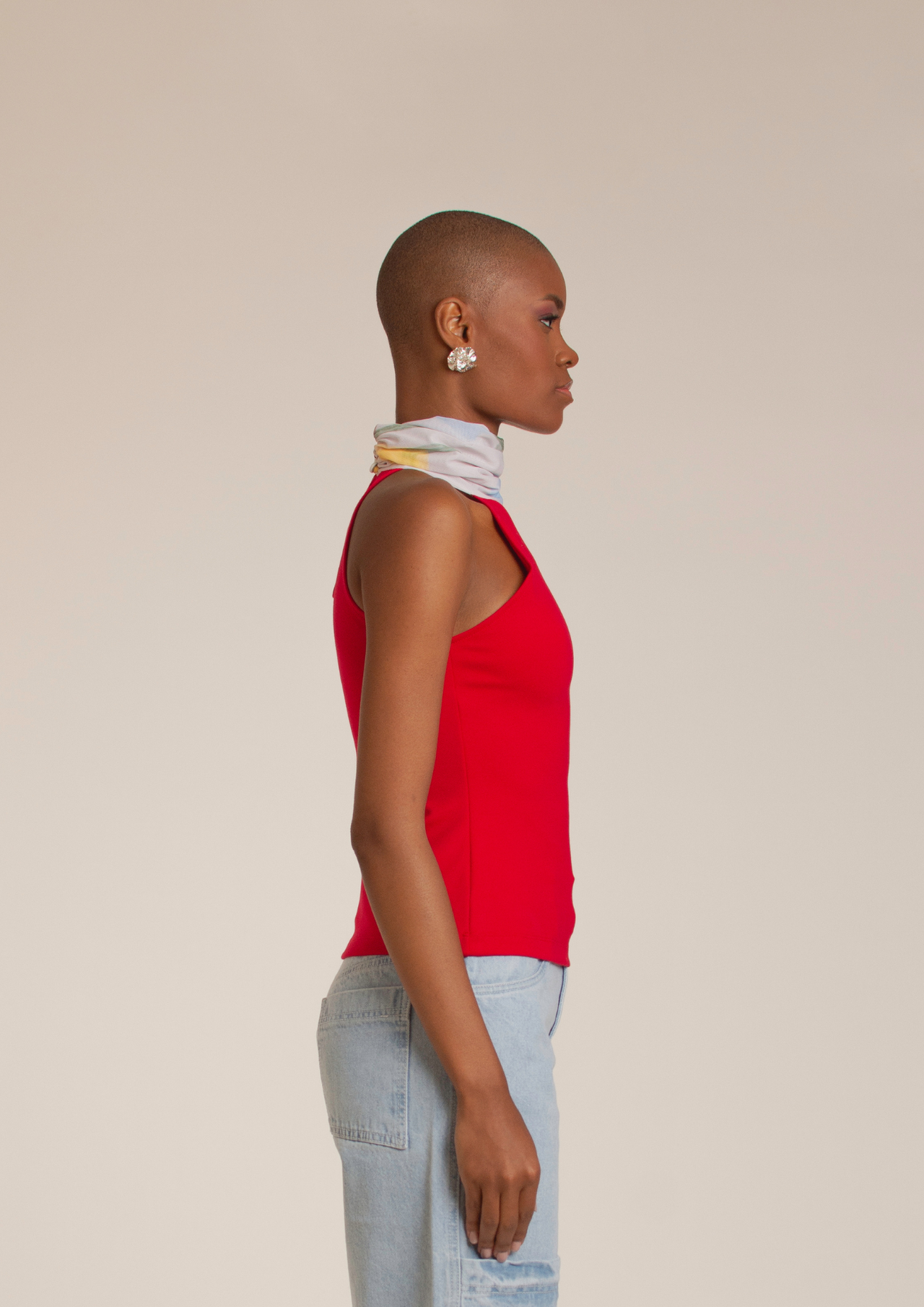 “NRNF” Red Turtleneck Top