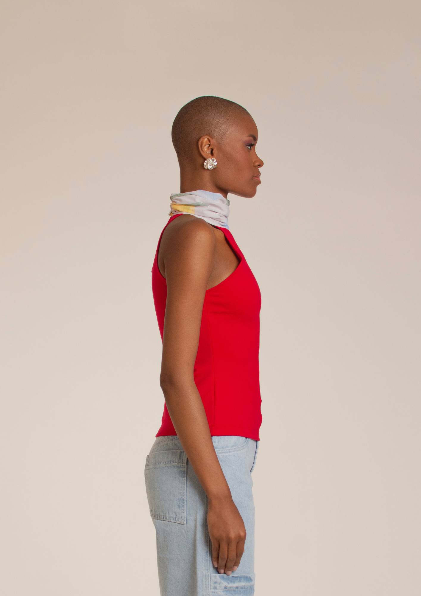 “NRNF” Red Turtleneck Top
