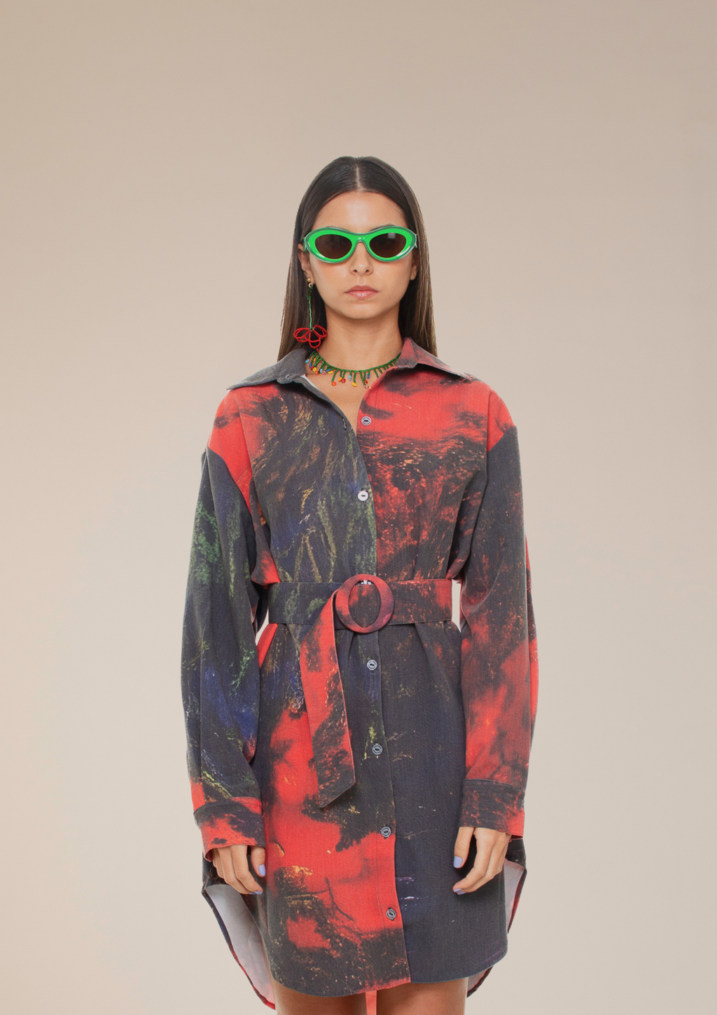 'Red Roses' Dress-Shirt And Belt