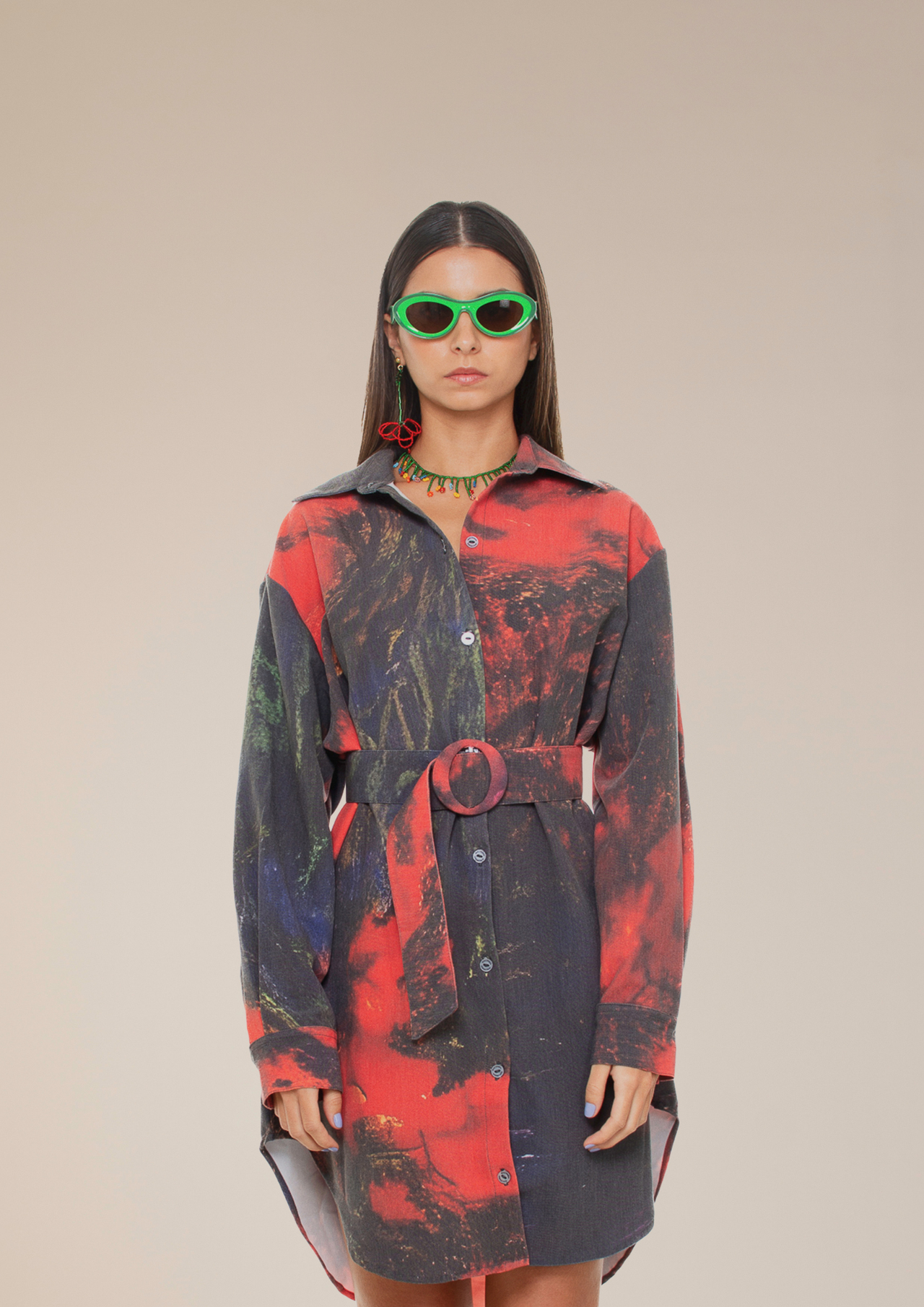 'Red Roses' Dress-Shirt And Belt