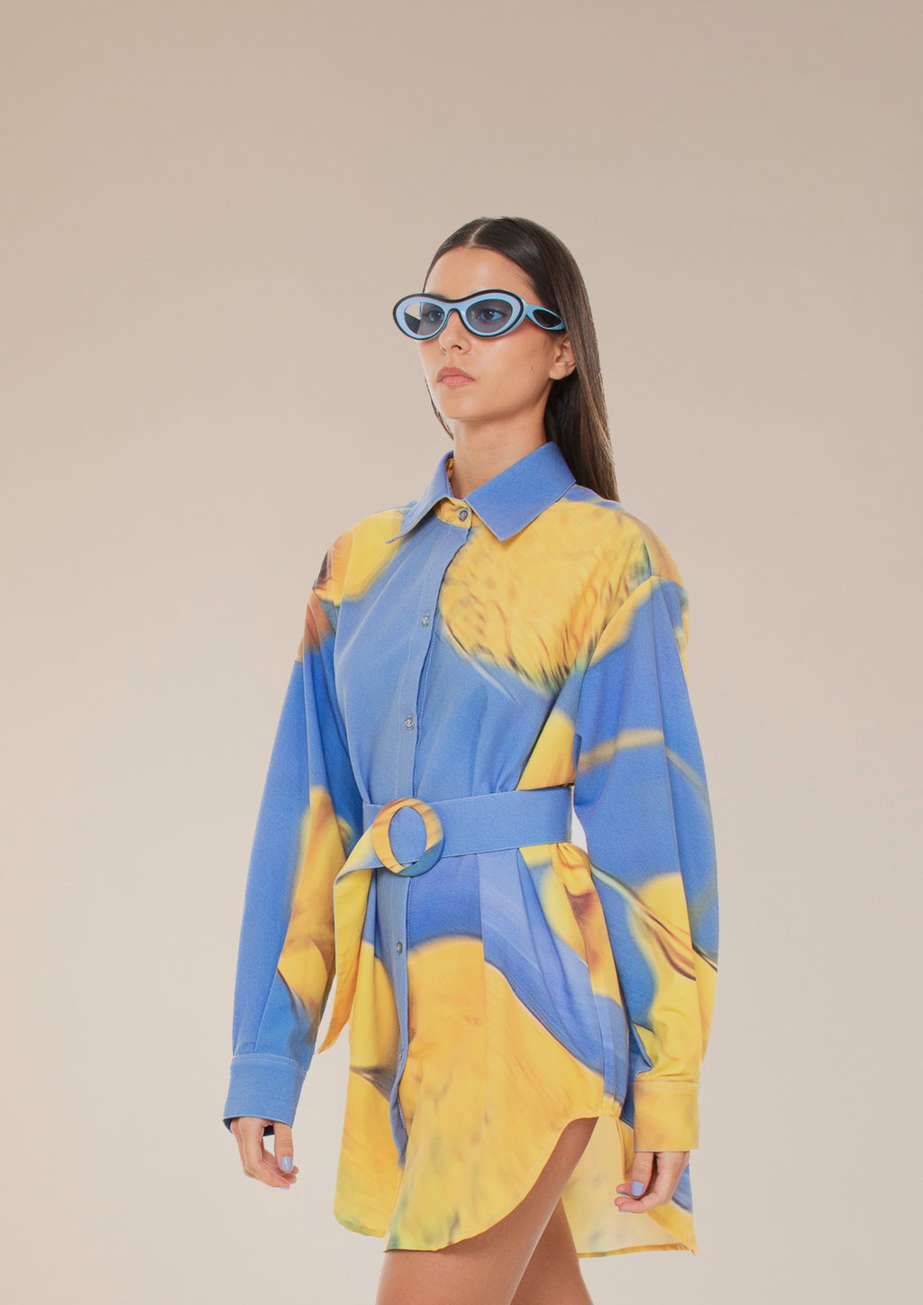 'Yellow Flowers' Dress-Shirt And Belt