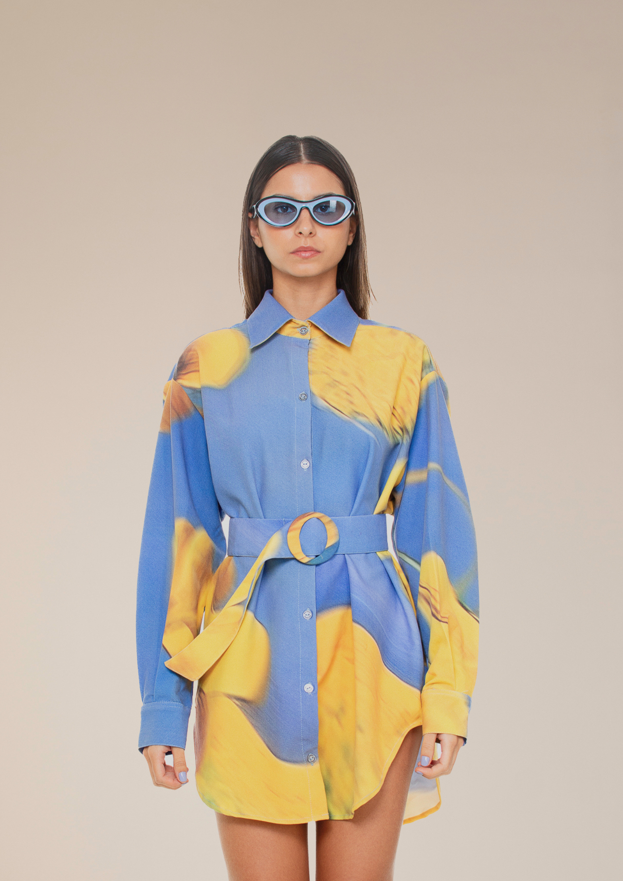 'Yellow Flowers' Dress-Shirt And Belt