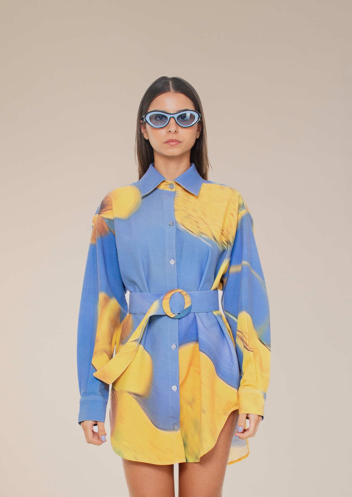 'Yellow Flowers' Dress-Shirt And Belt