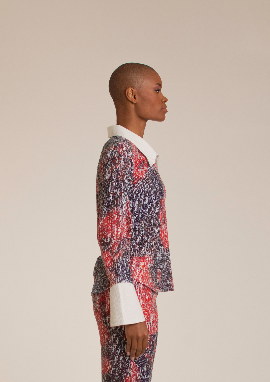 'Red Roses' Sequins Mixed Shirt