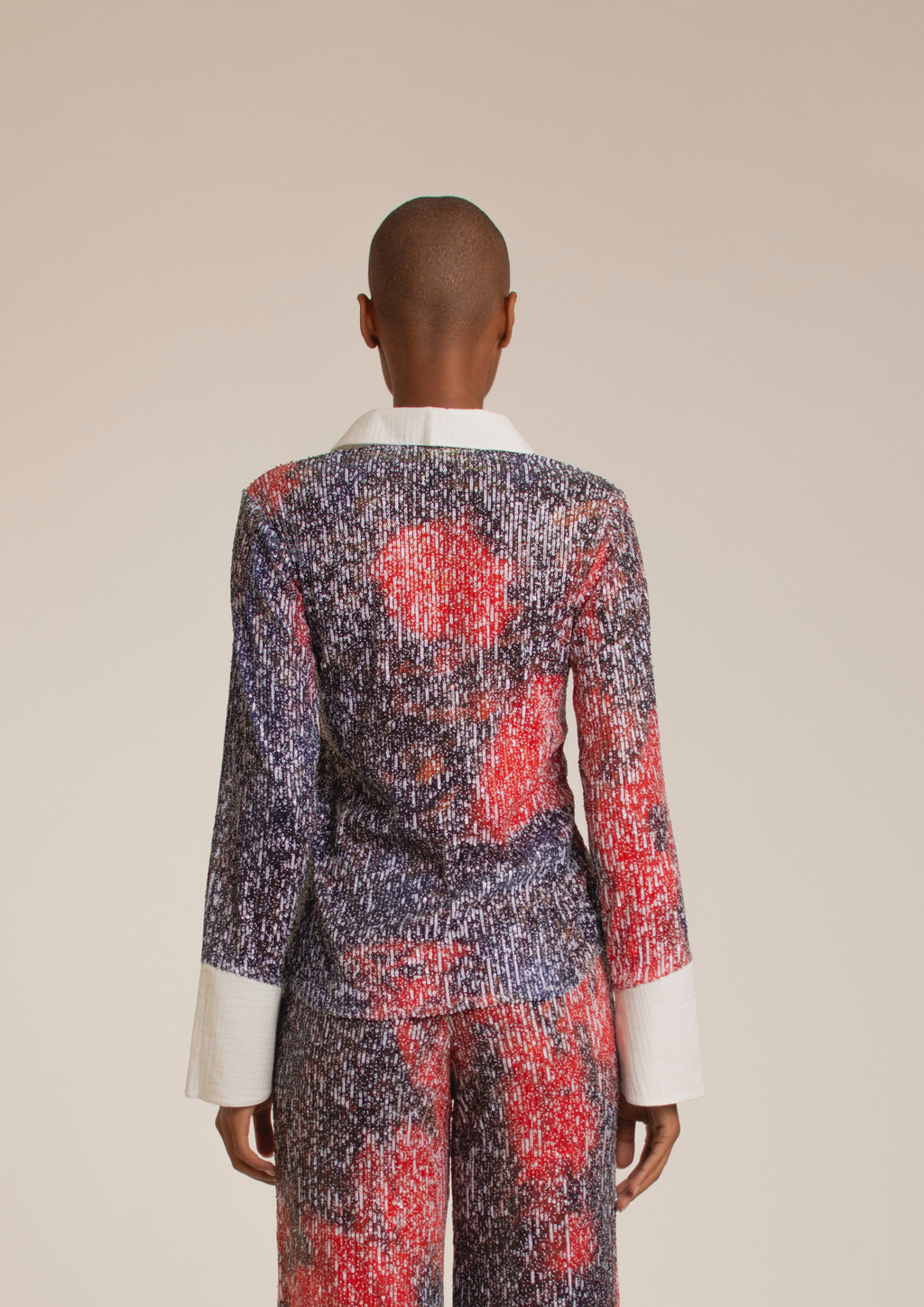 'Red Roses' Sequins Mixed Shirt
