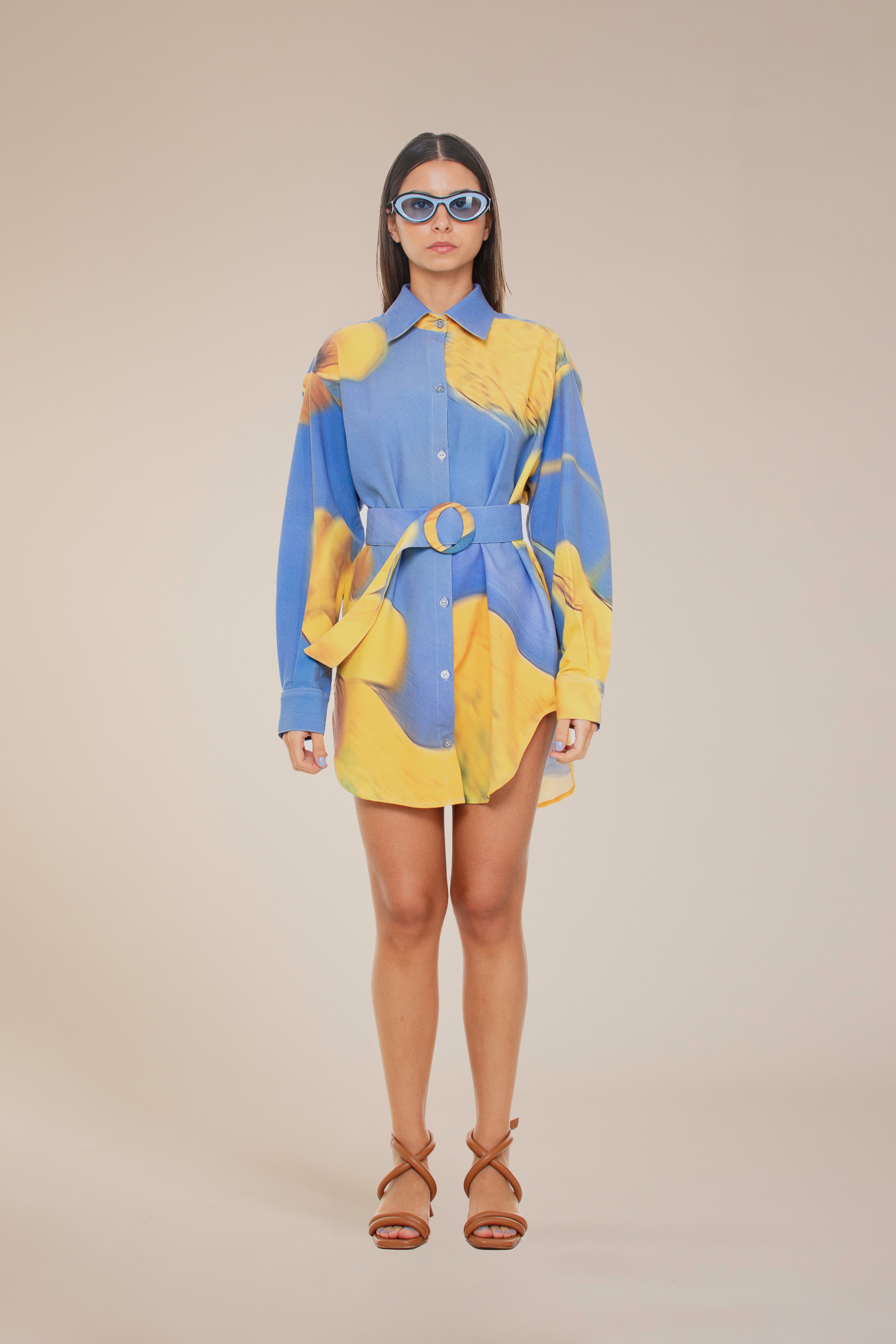 'Yellow Flowers' Dress-Shirt And Belt