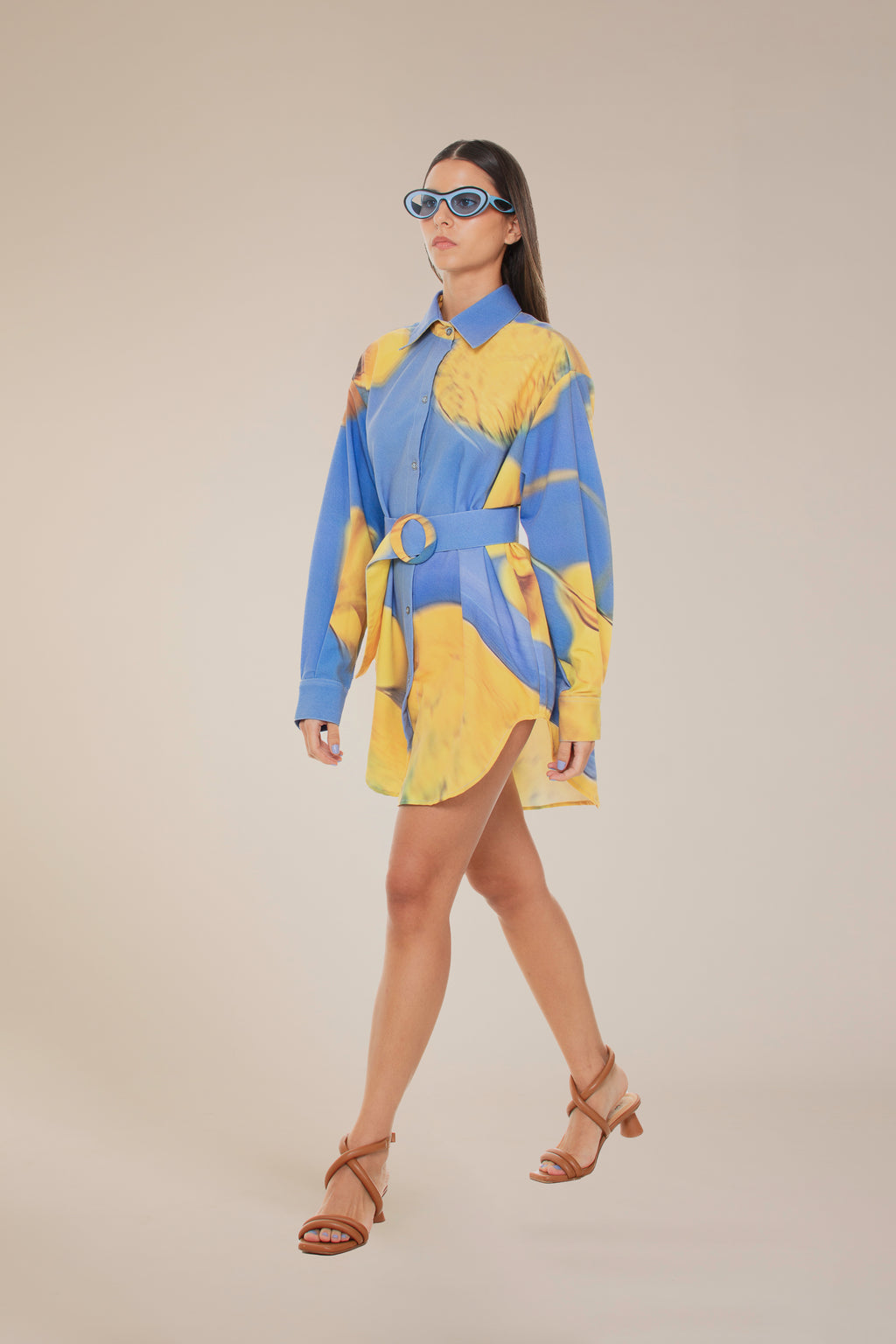 'Yellow Flowers' Dress-Shirt And Belt