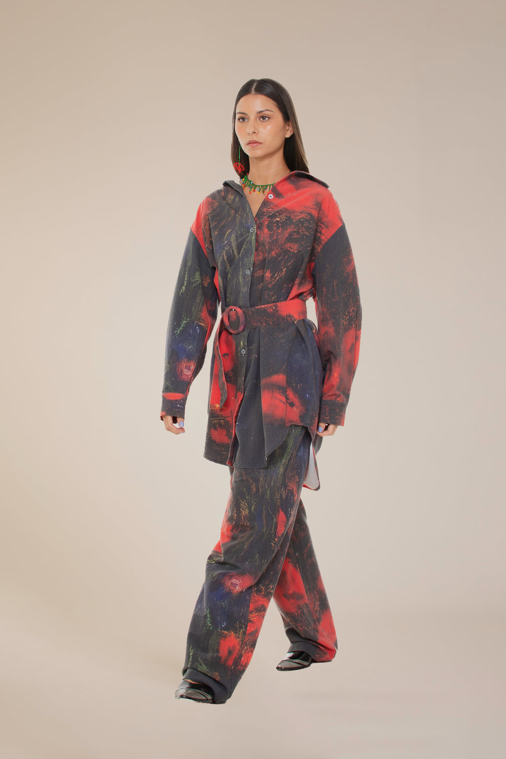 'Red Roses' Dress-Shirt And Belt