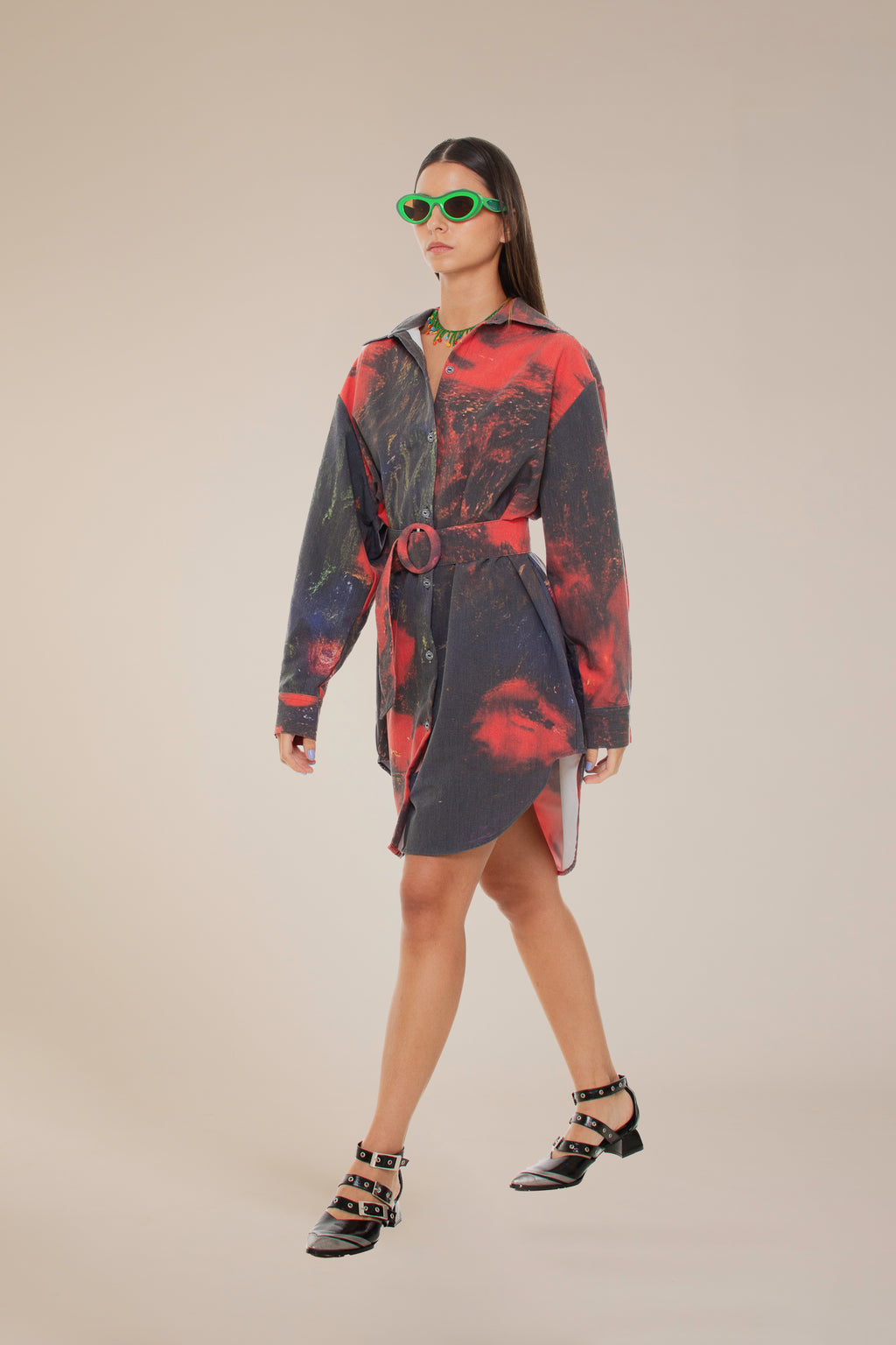 'Red Roses' Dress-Shirt And Belt