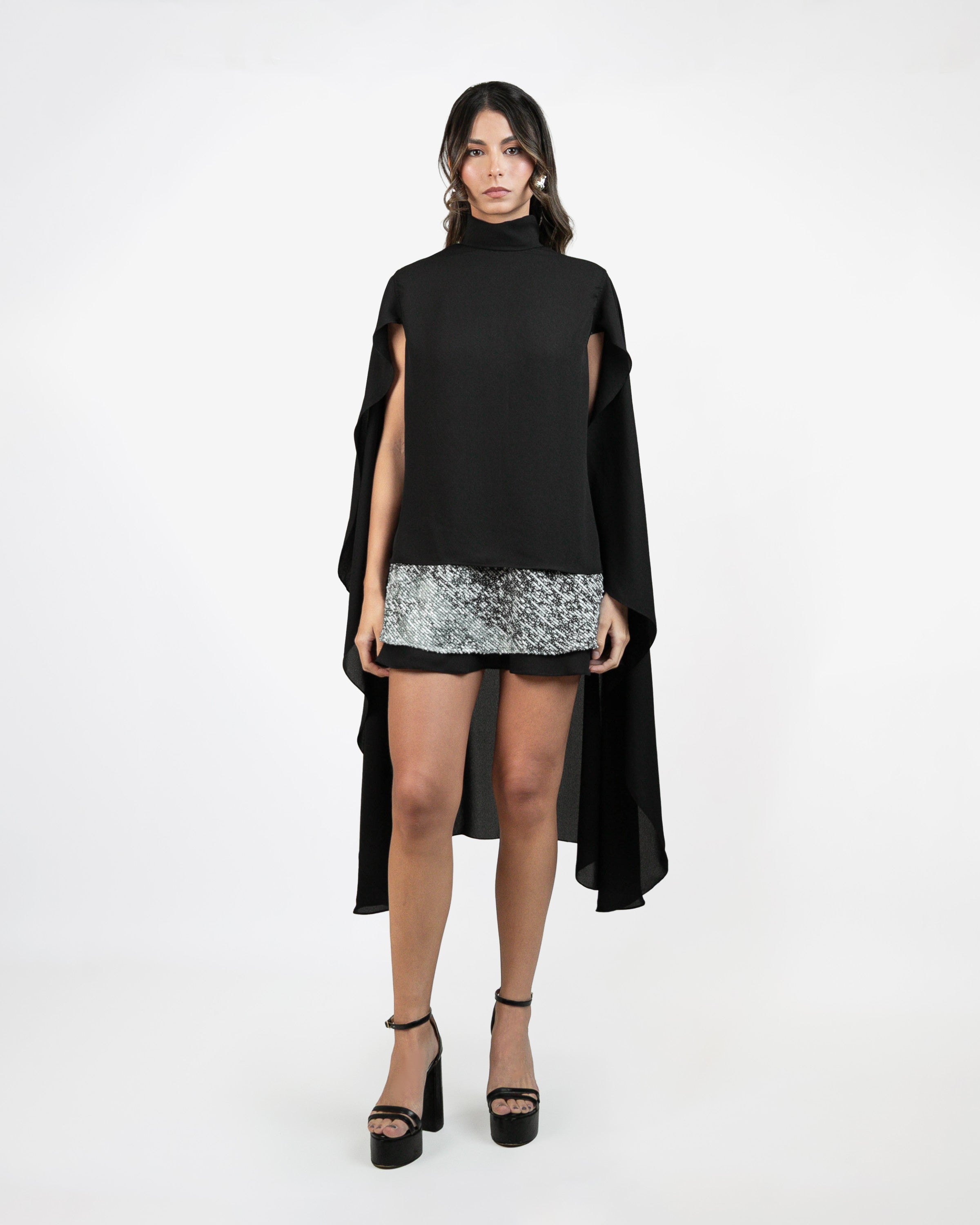 Black Cape Blouse