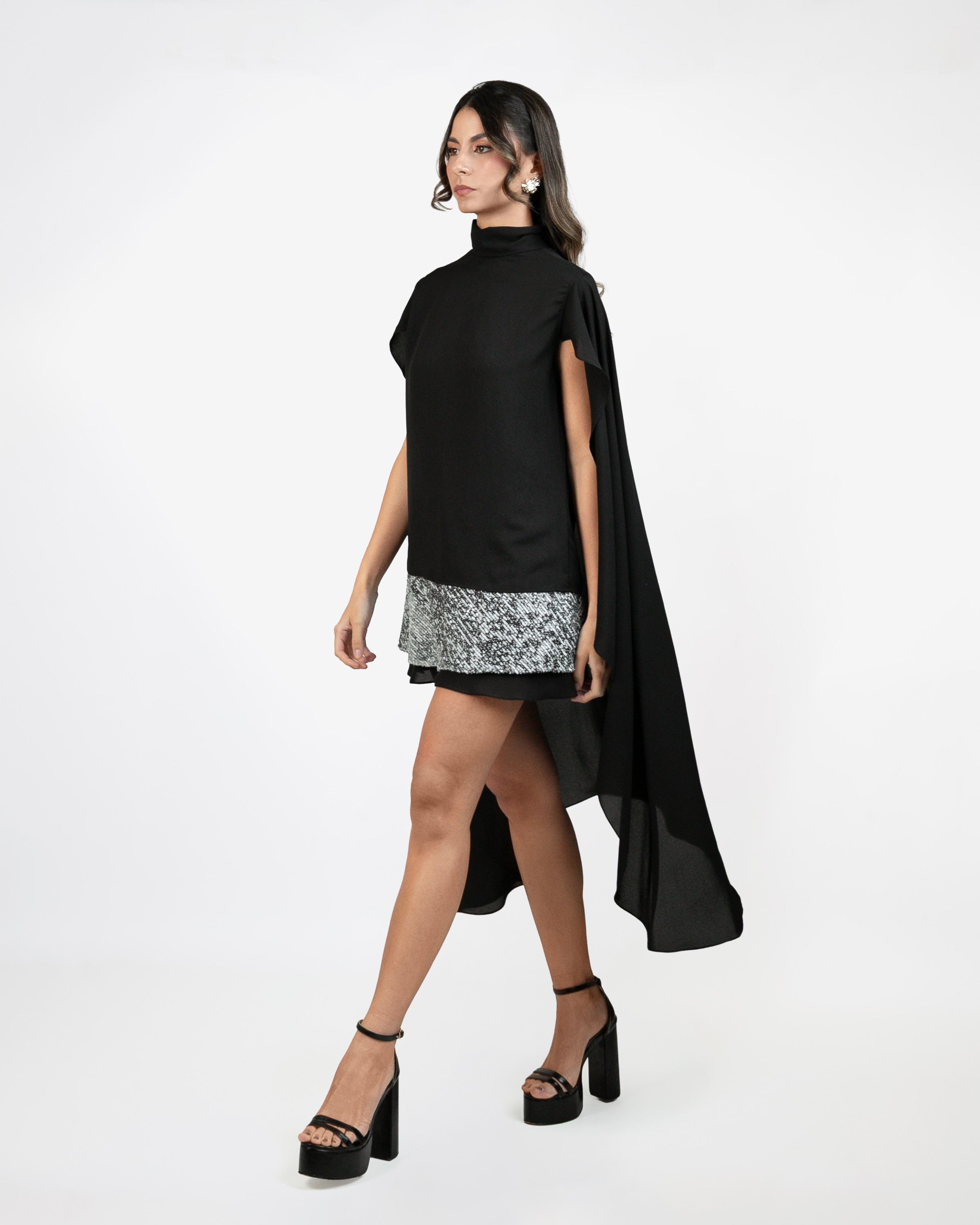 Black Cape Blouse