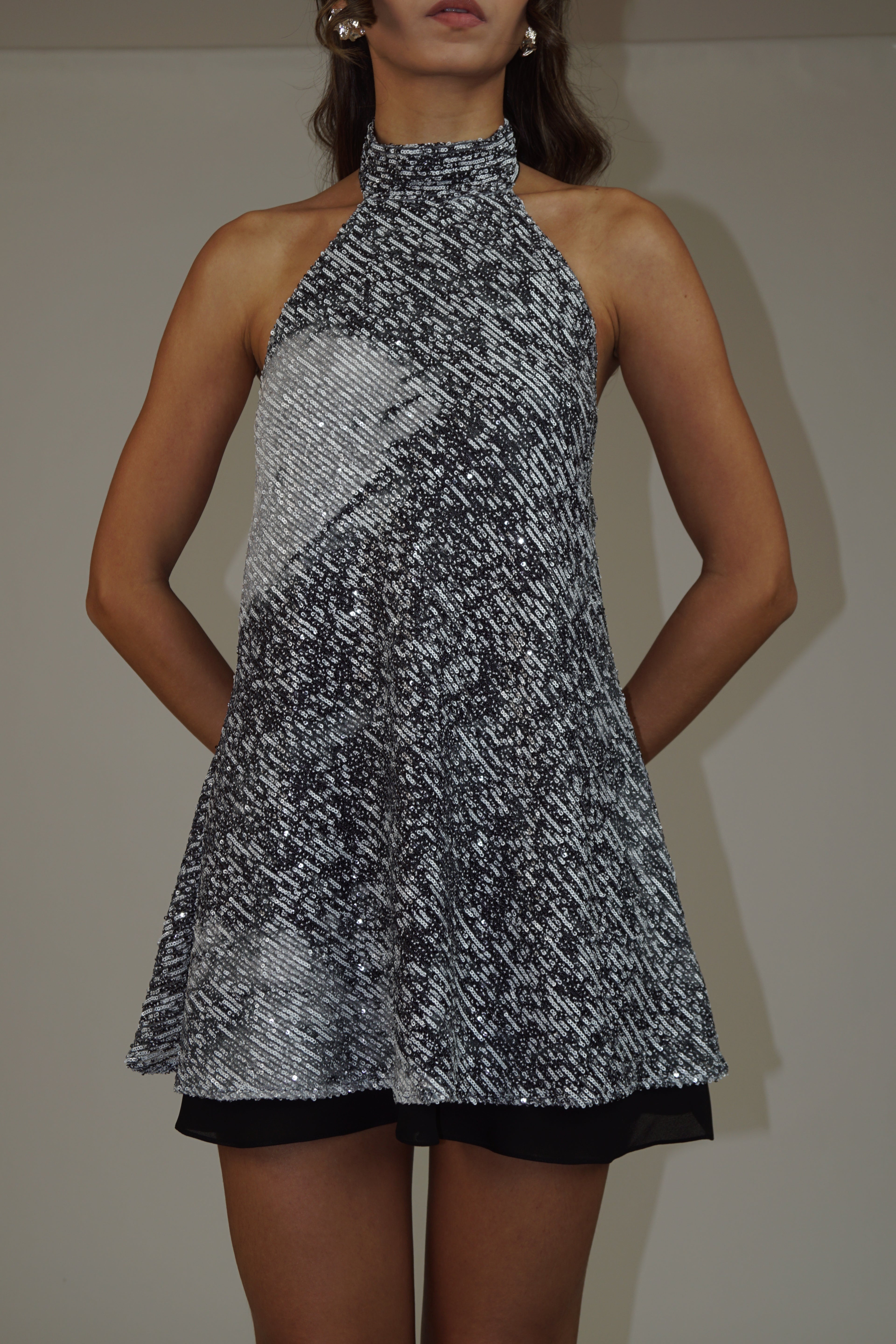Everybody's Town B&W Sequins Mini Dress