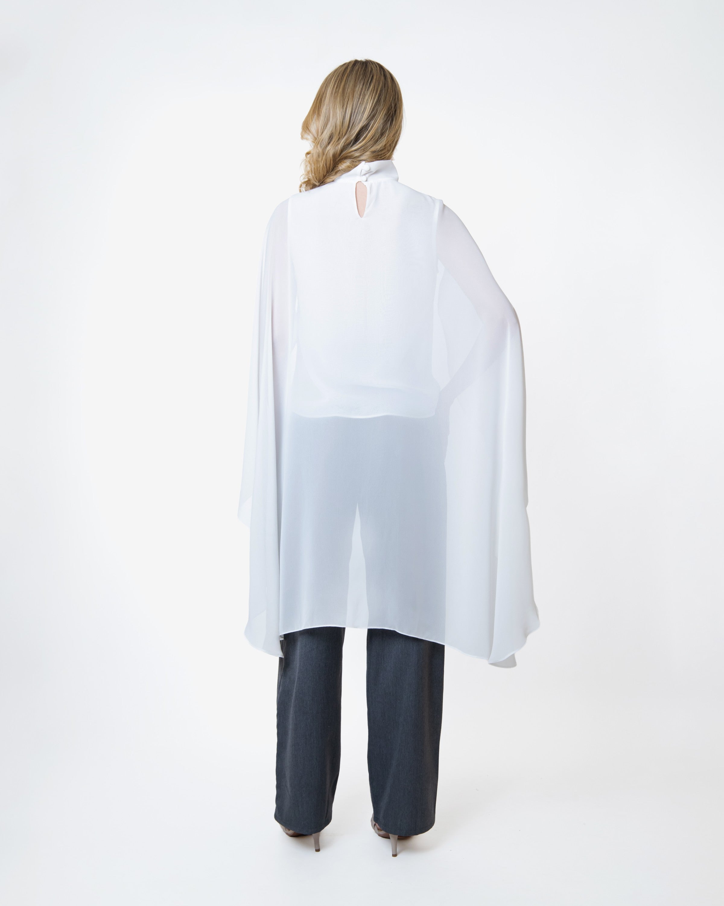 White Cape Blouse