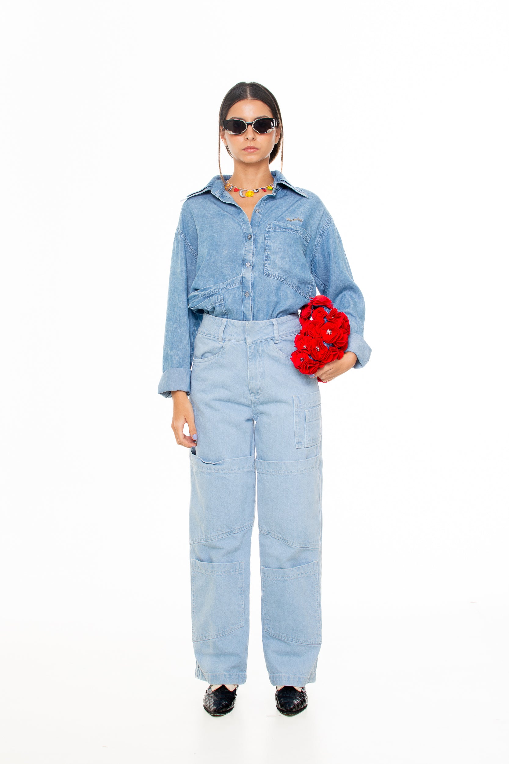 New Cargo Light-Wash Denim Pants