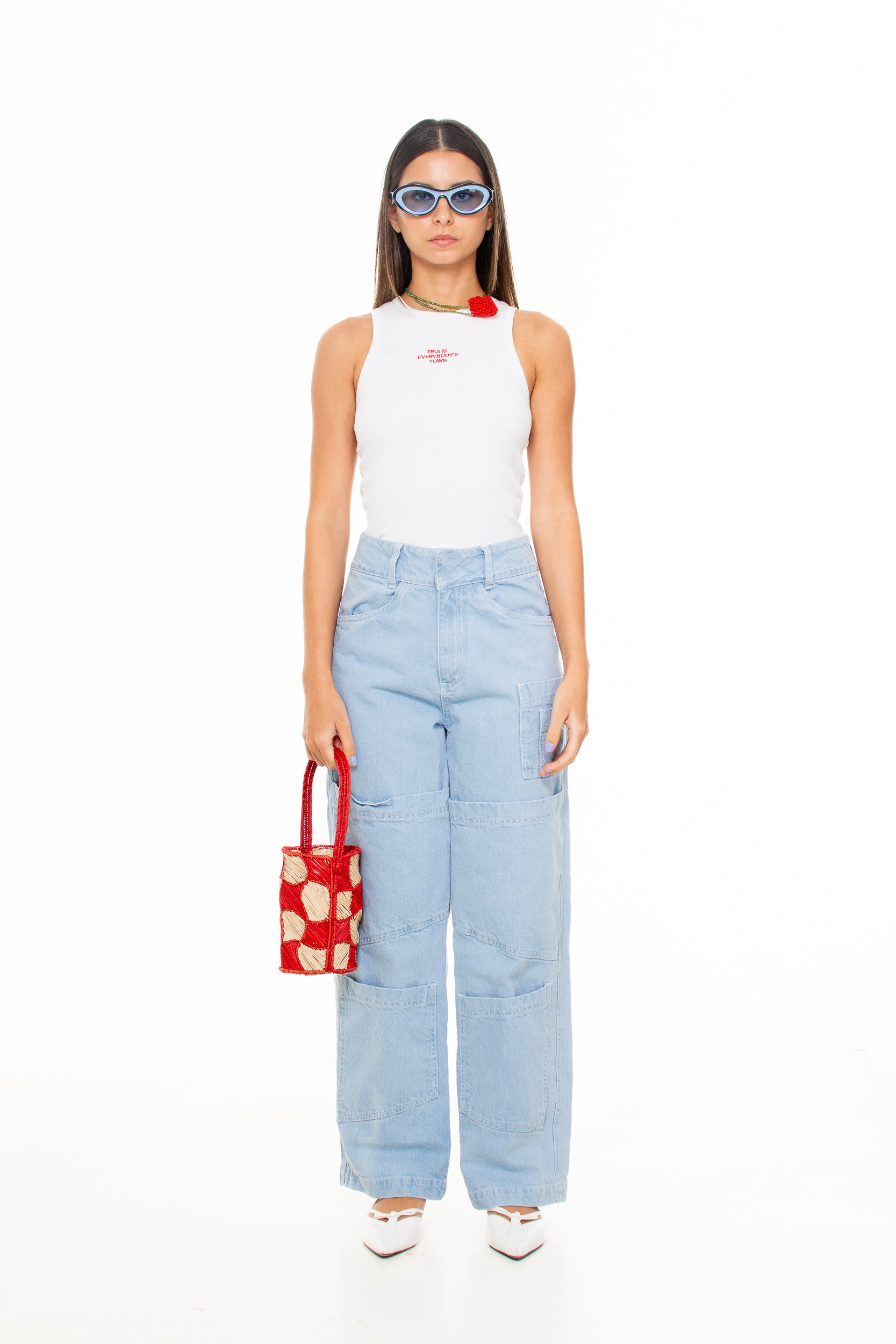 New Cargo Light-Wash Denim Pants