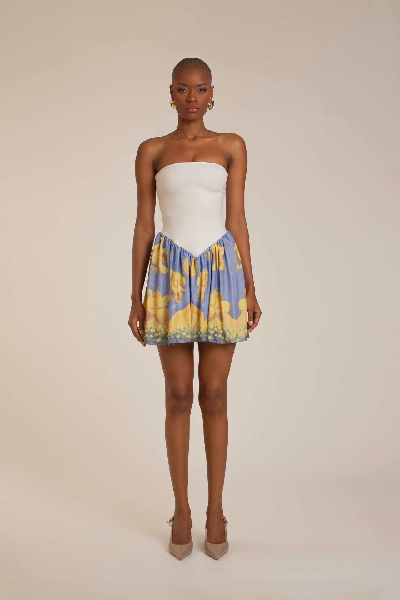 “Yellow Flowers” Tube Top Mini Dress