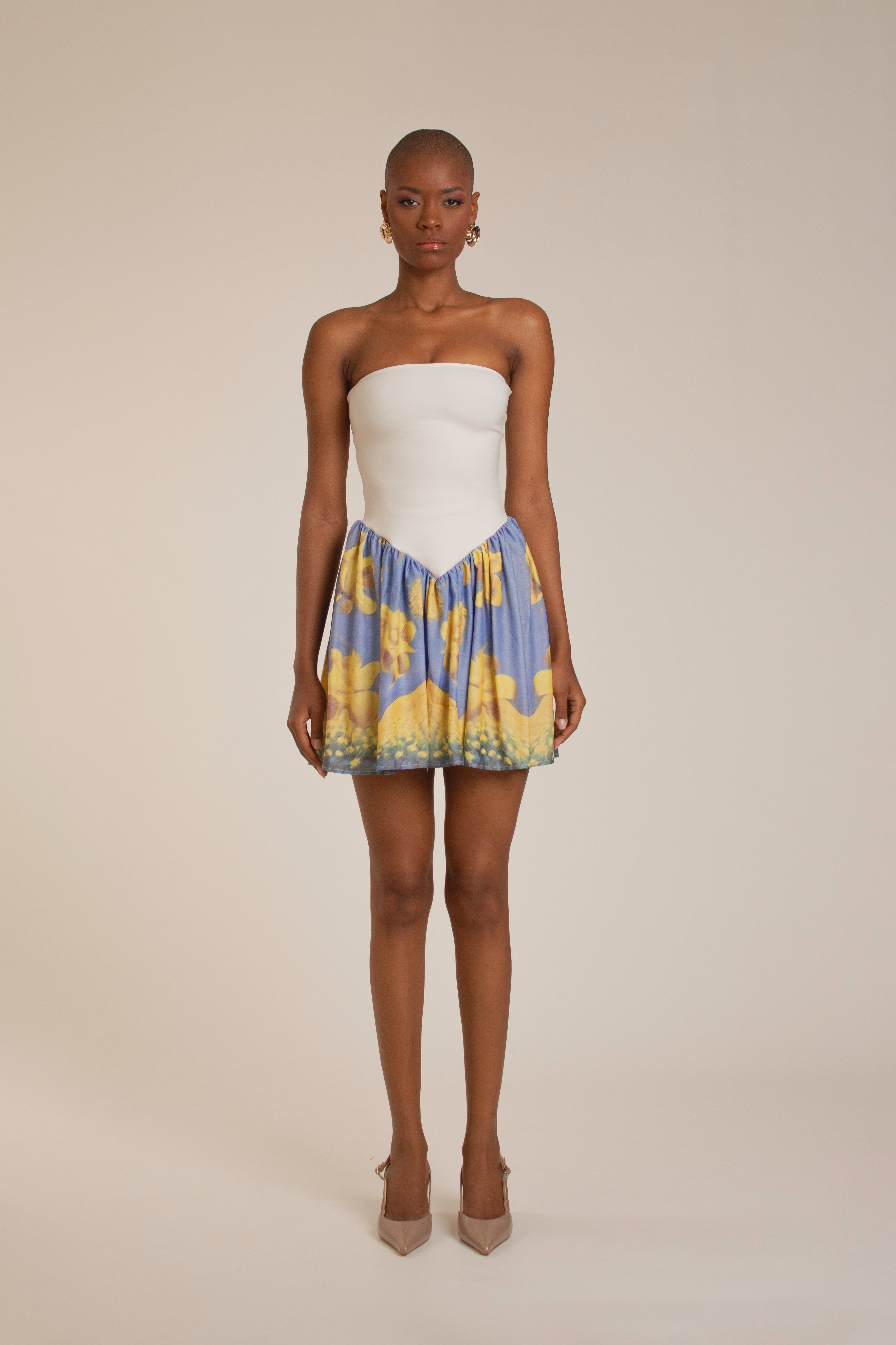 “Yellow Flowers” Tube Top Mini Dress