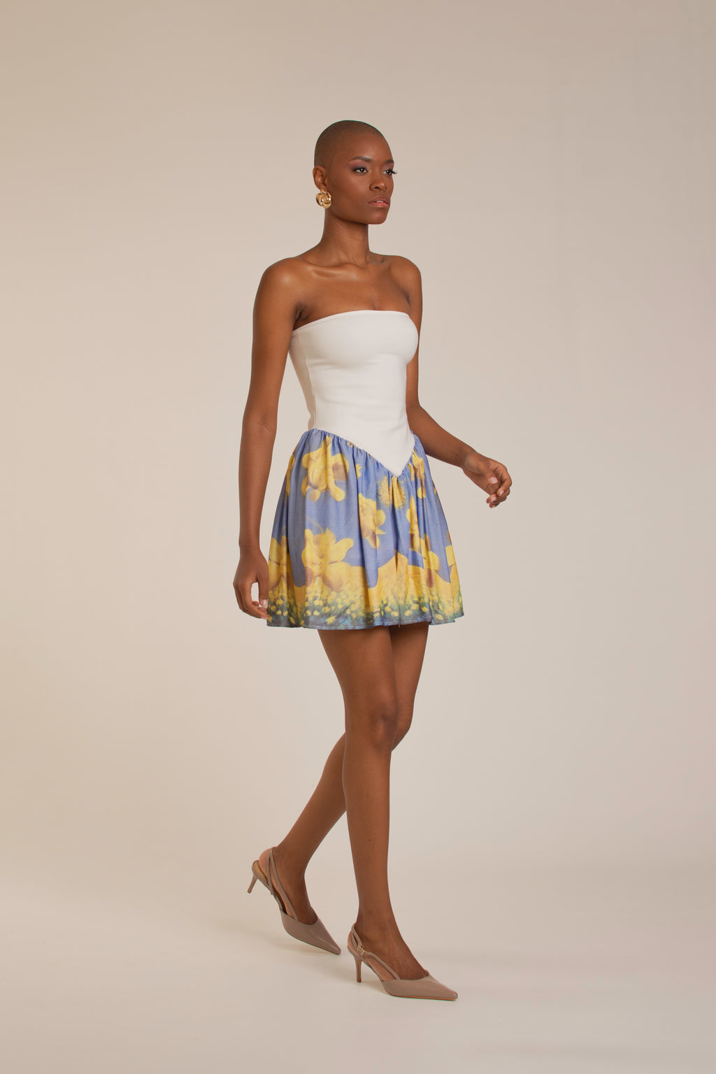 “Yellow Flowers” Tube Top Mini Dress