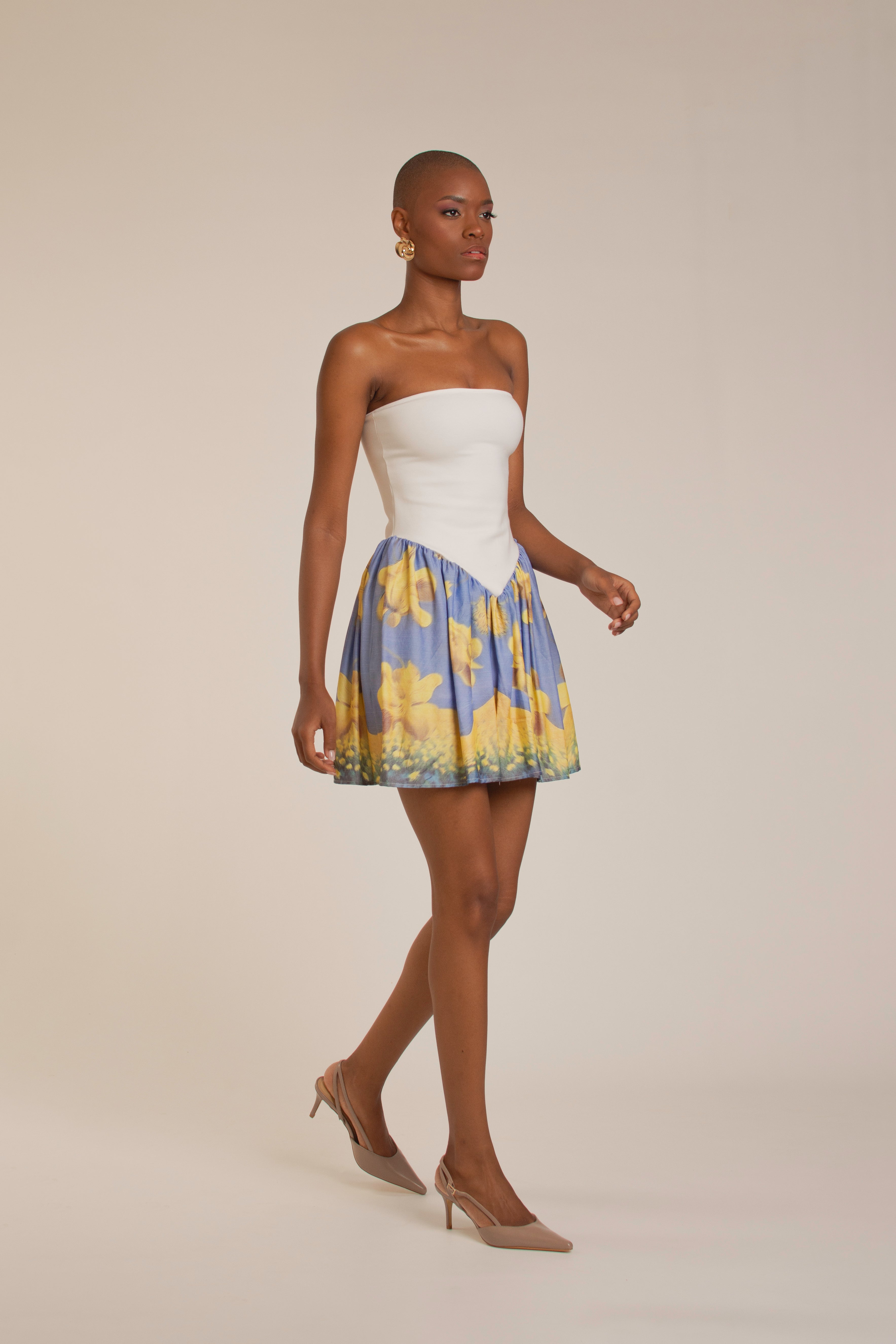 “Yellow Flowers” Tube Top Mini Dress