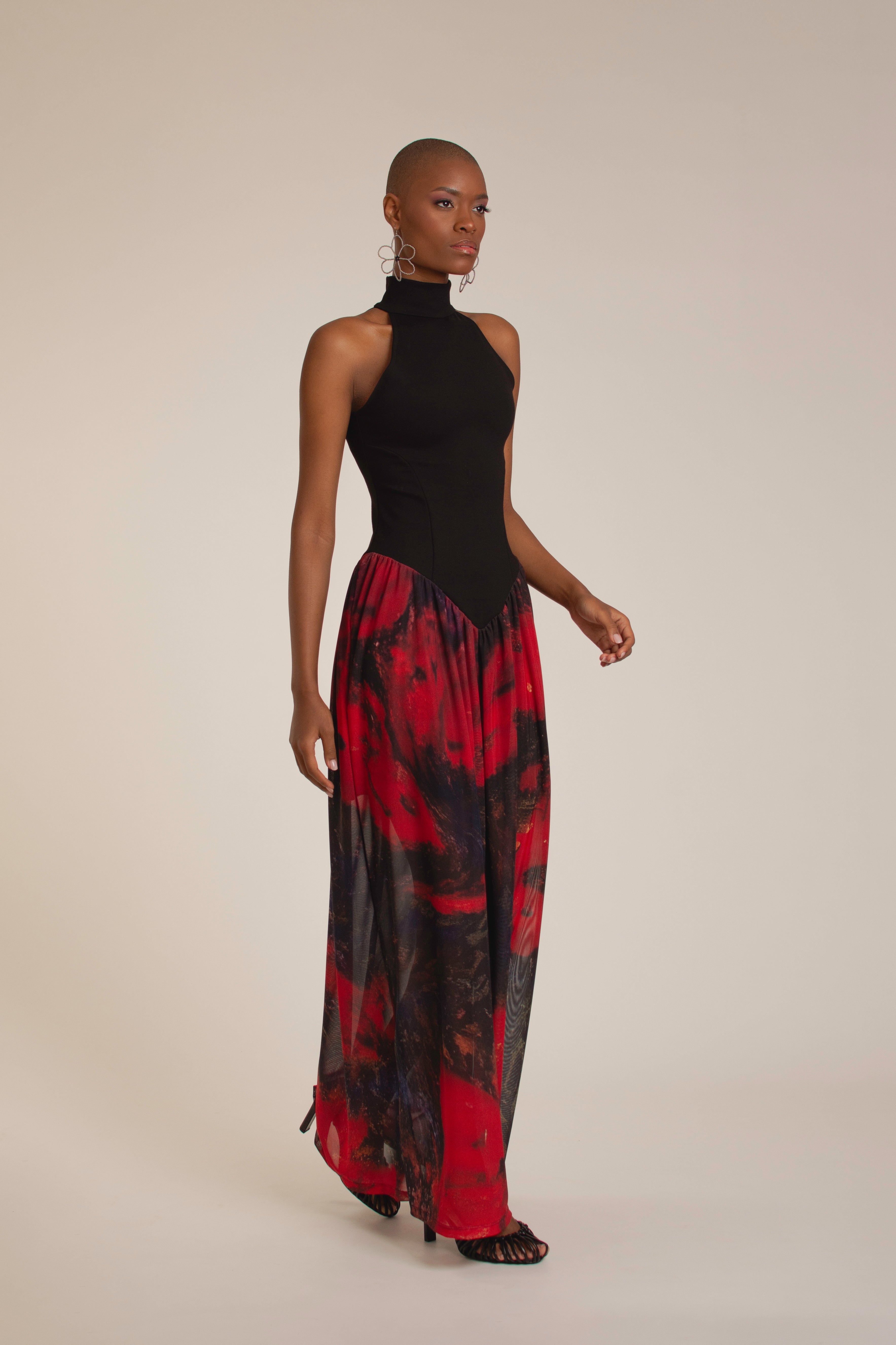 “Red Roses” Halter Sundress