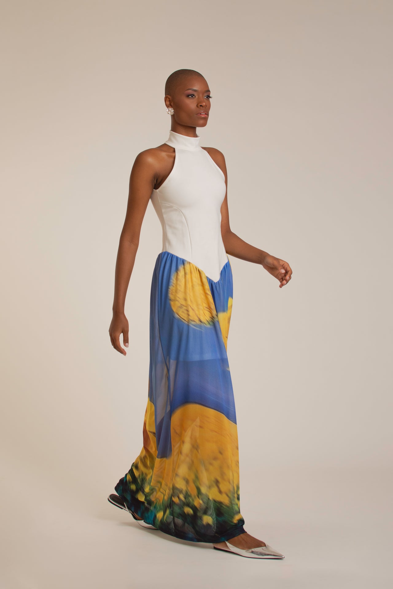“Yellow Flowers” Halter Sundress