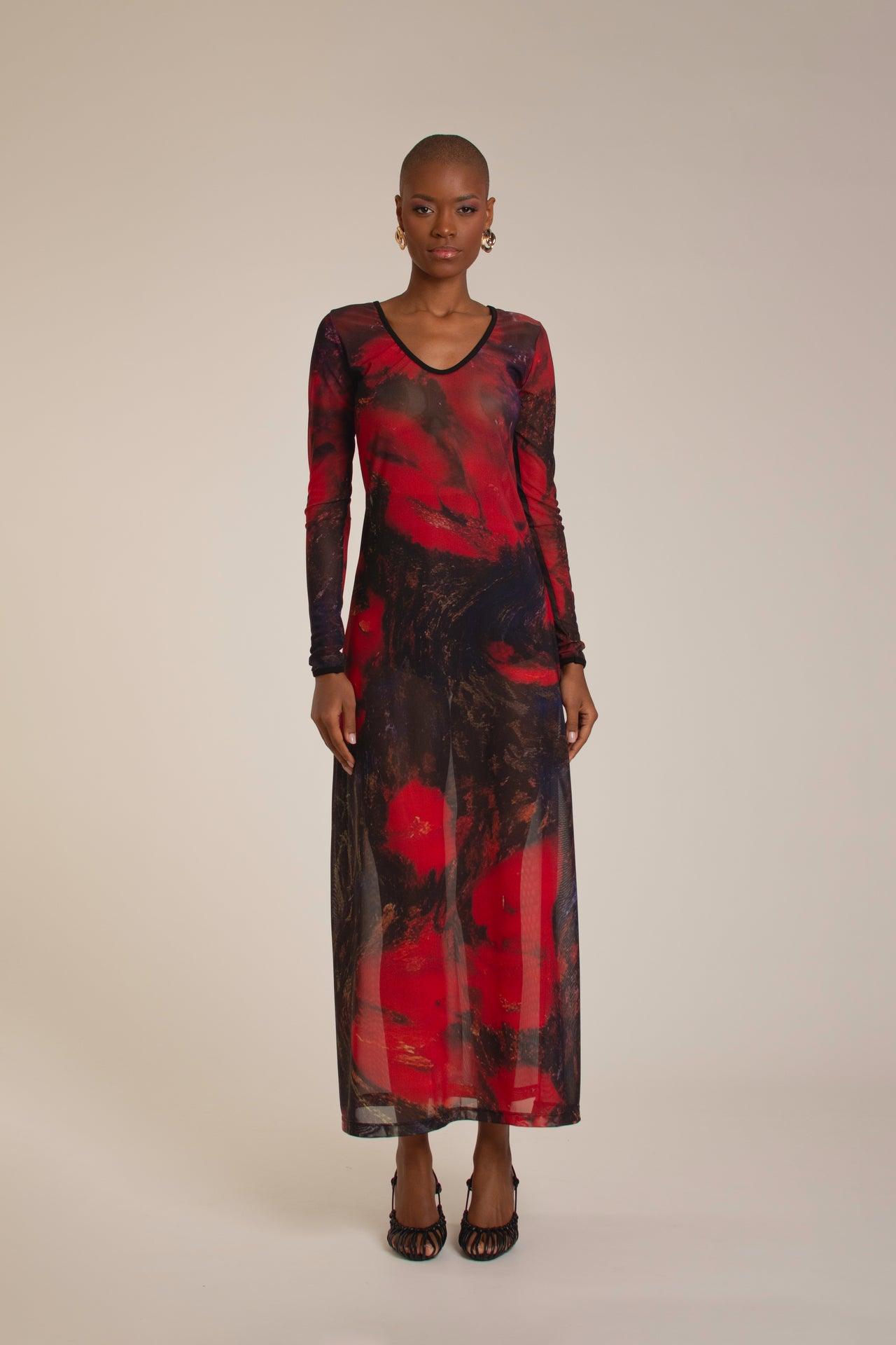 “Red Roses” Mesh Dress
