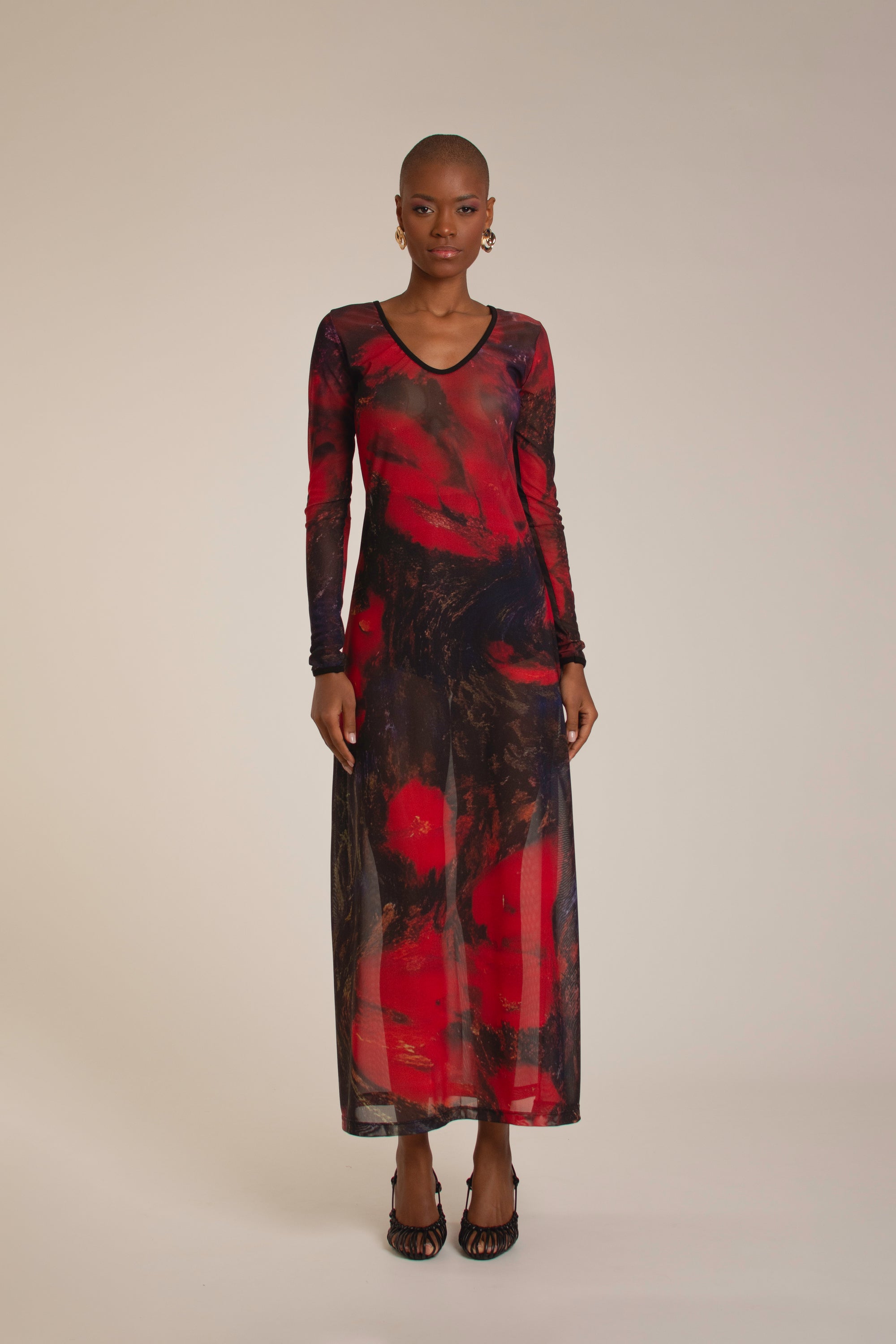“Red Roses” Mesh Dress