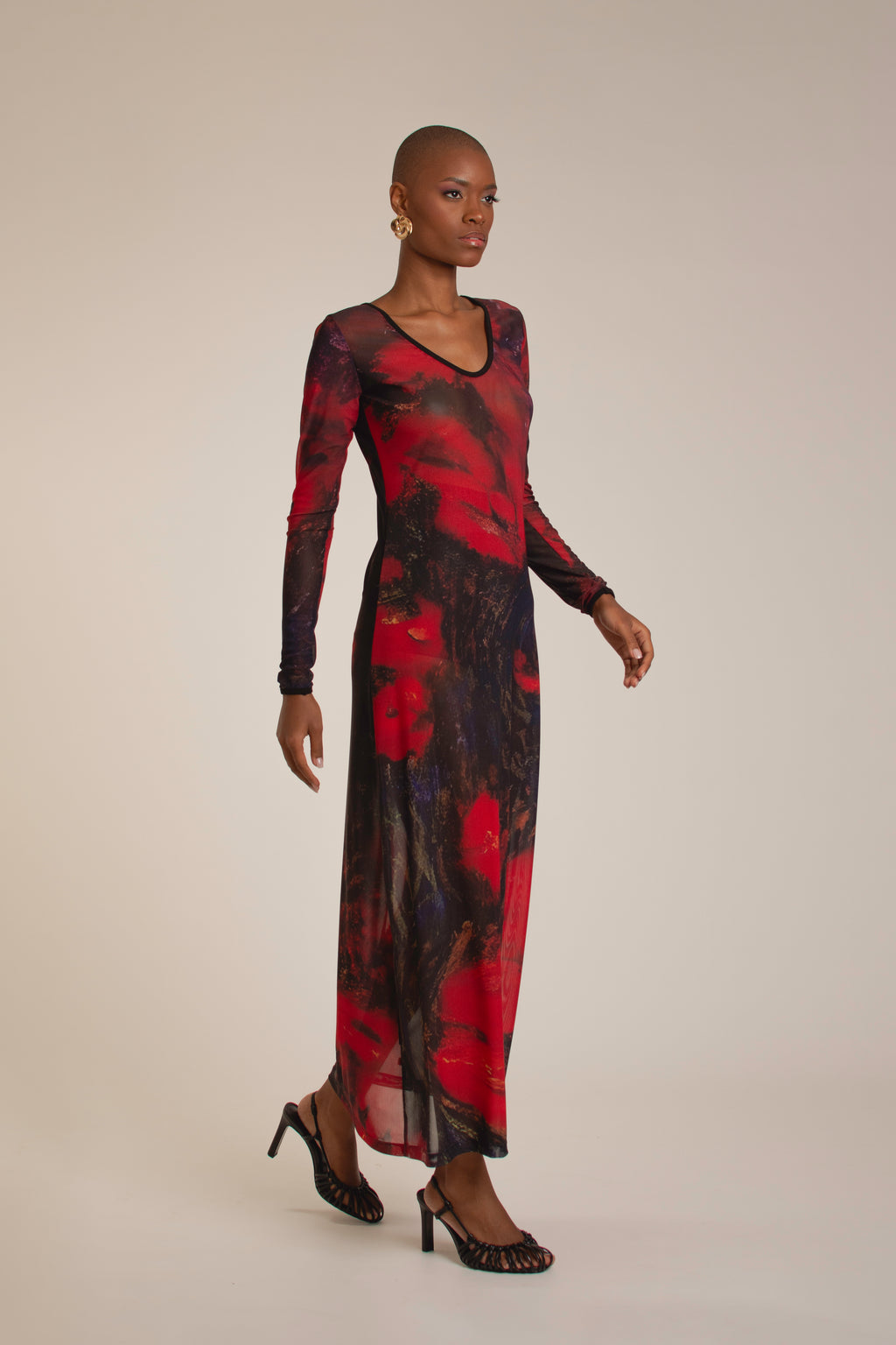 “Red Roses” Mesh Dress