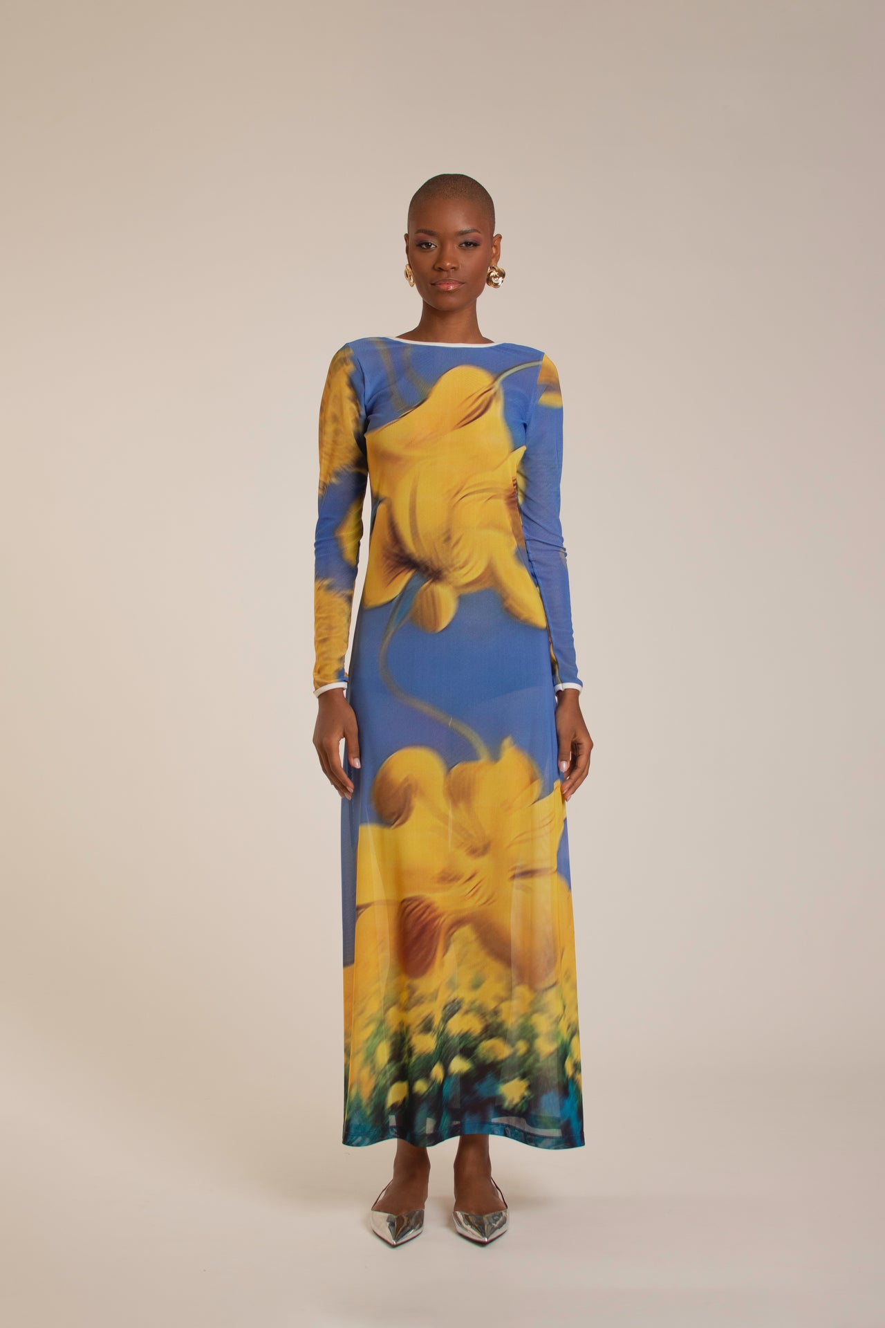 “Yellow Flowers” Mesh Dress