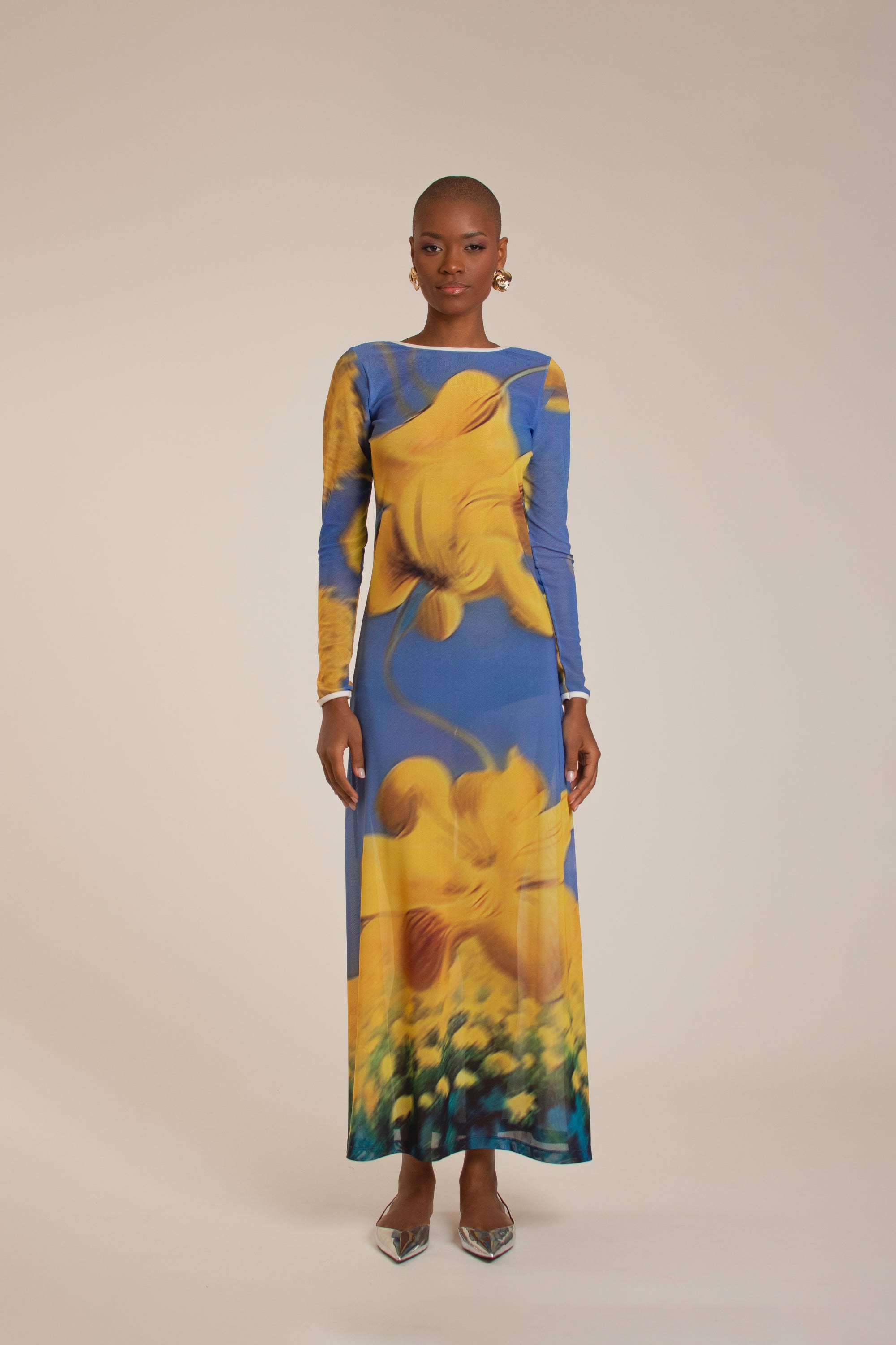 “Yellow Flowers” Mesh Dress