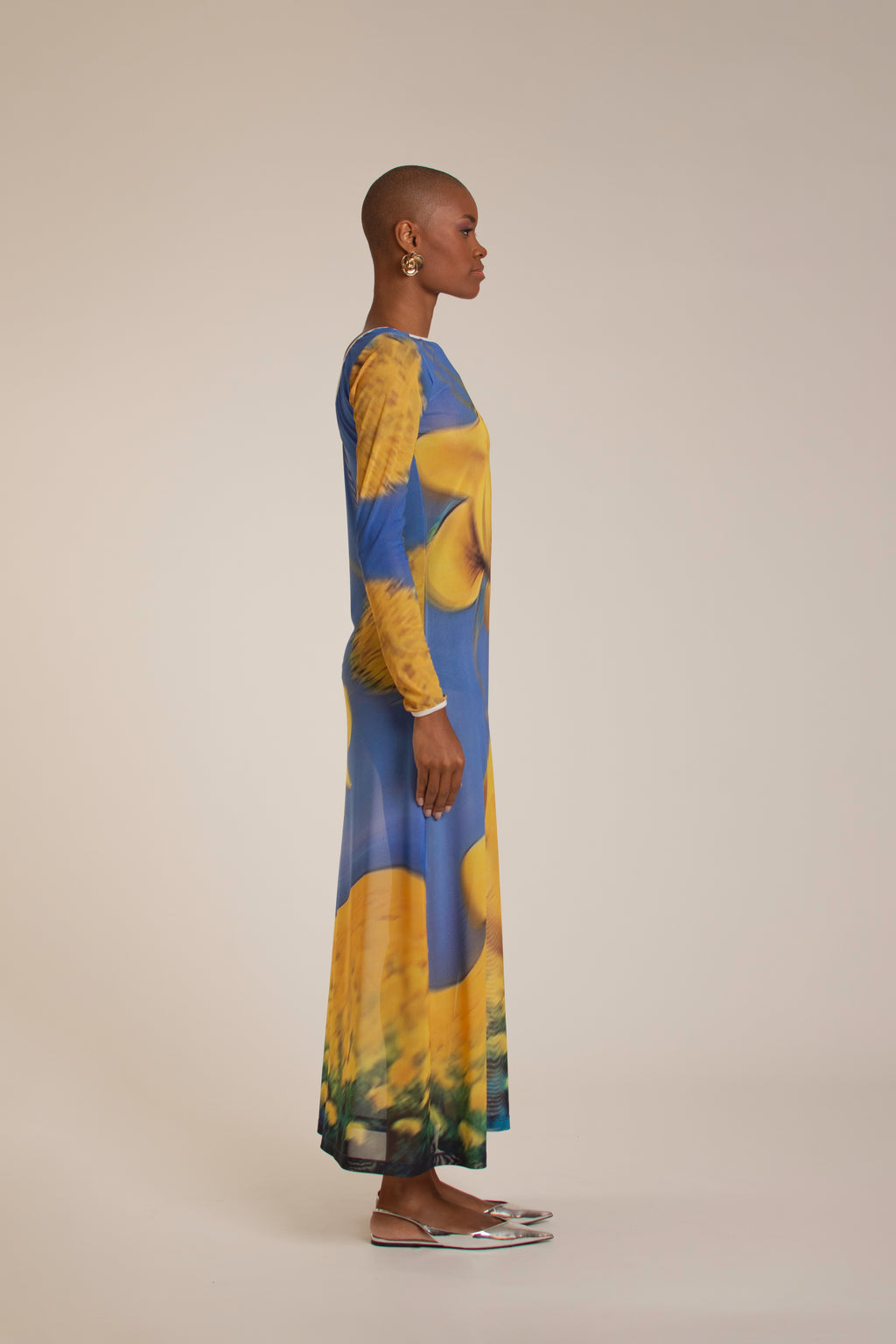 “Yellow Flowers” Mesh Dress